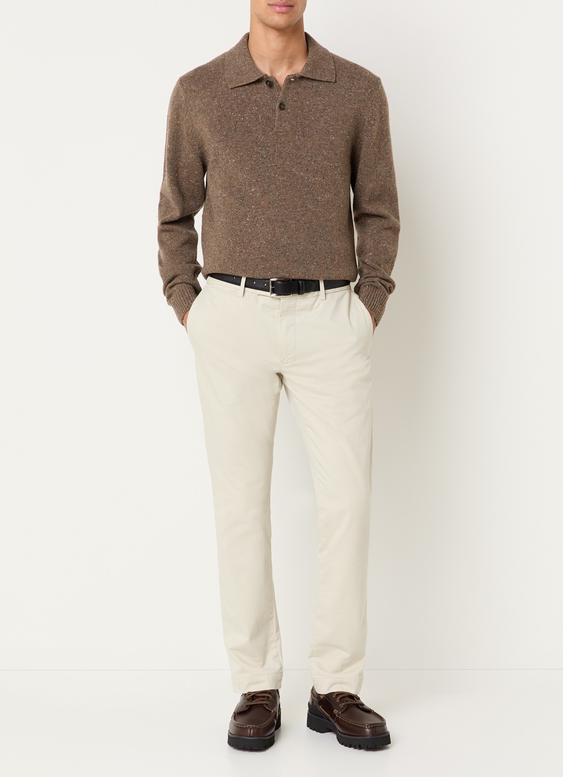 Gant Fijngebreide pullover in wolblend met polokraag - voorkant 4 hazelnootbruin
