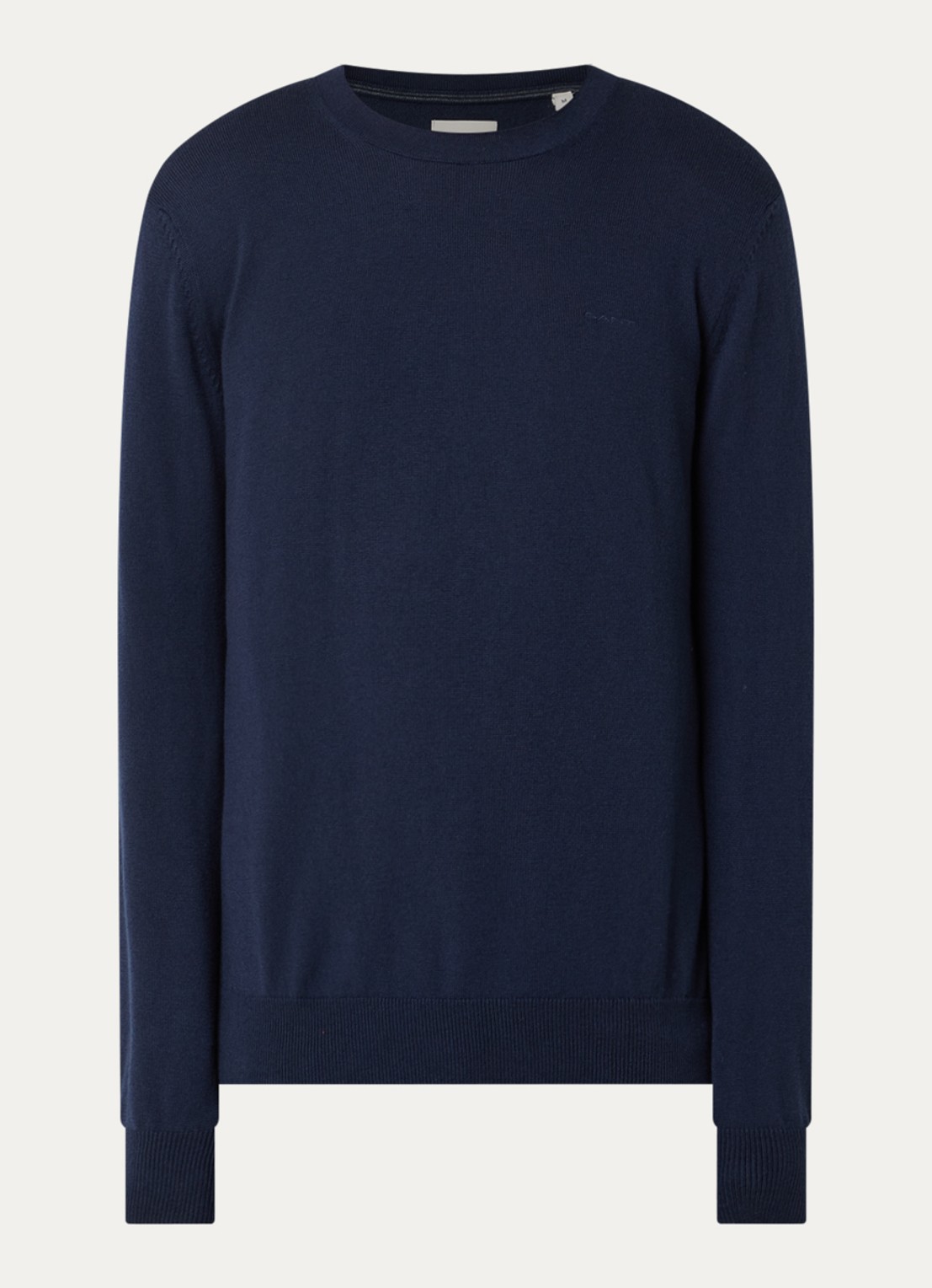 Gant Fijngebreide pullover in wolblend met ronde hals - voorkant 2 donkerblauw