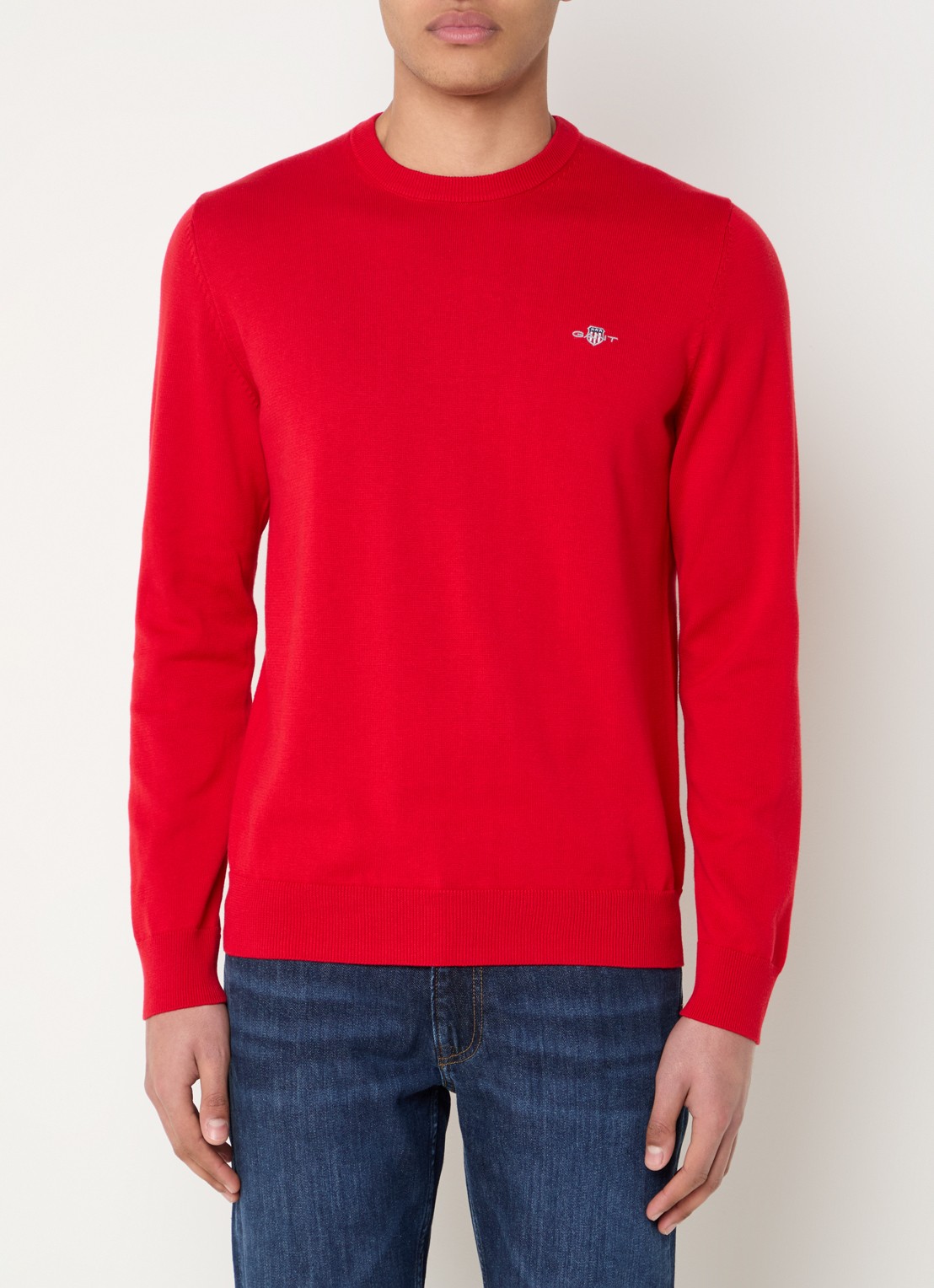 Gant Fijngebreide pullover met logo - detail 2 rood