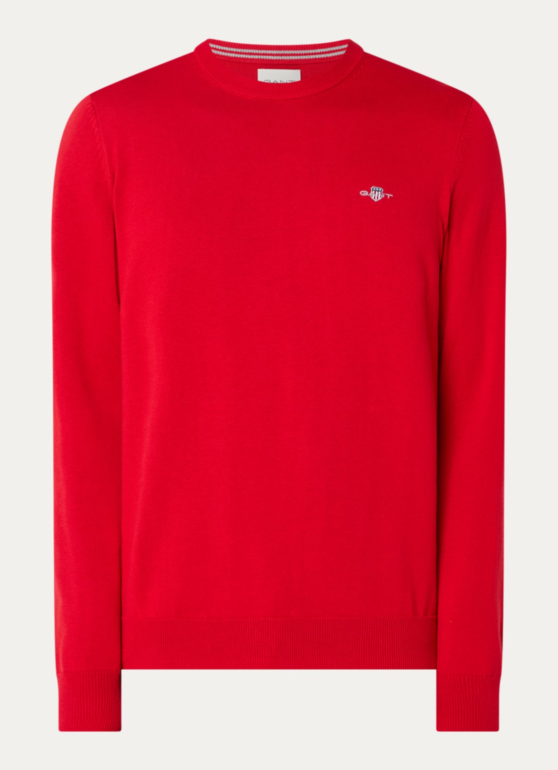 Gant Fijngebreide pullover met logo - voorkant 3 rood