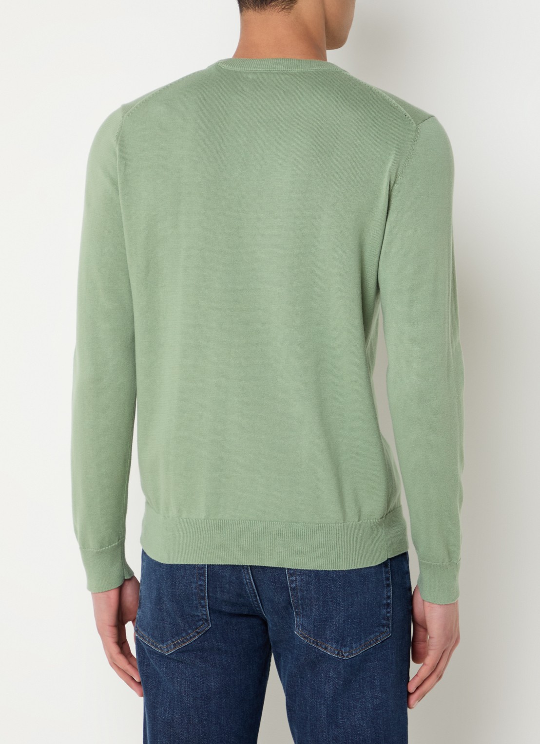 Gant Fijngebreide pullover met logo - achterkant lindegroen