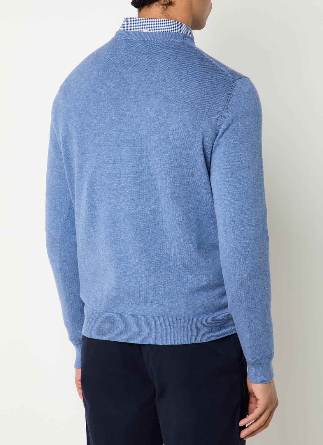 Gant Fijngebreide pullover met logo - achterkant 3 blauw