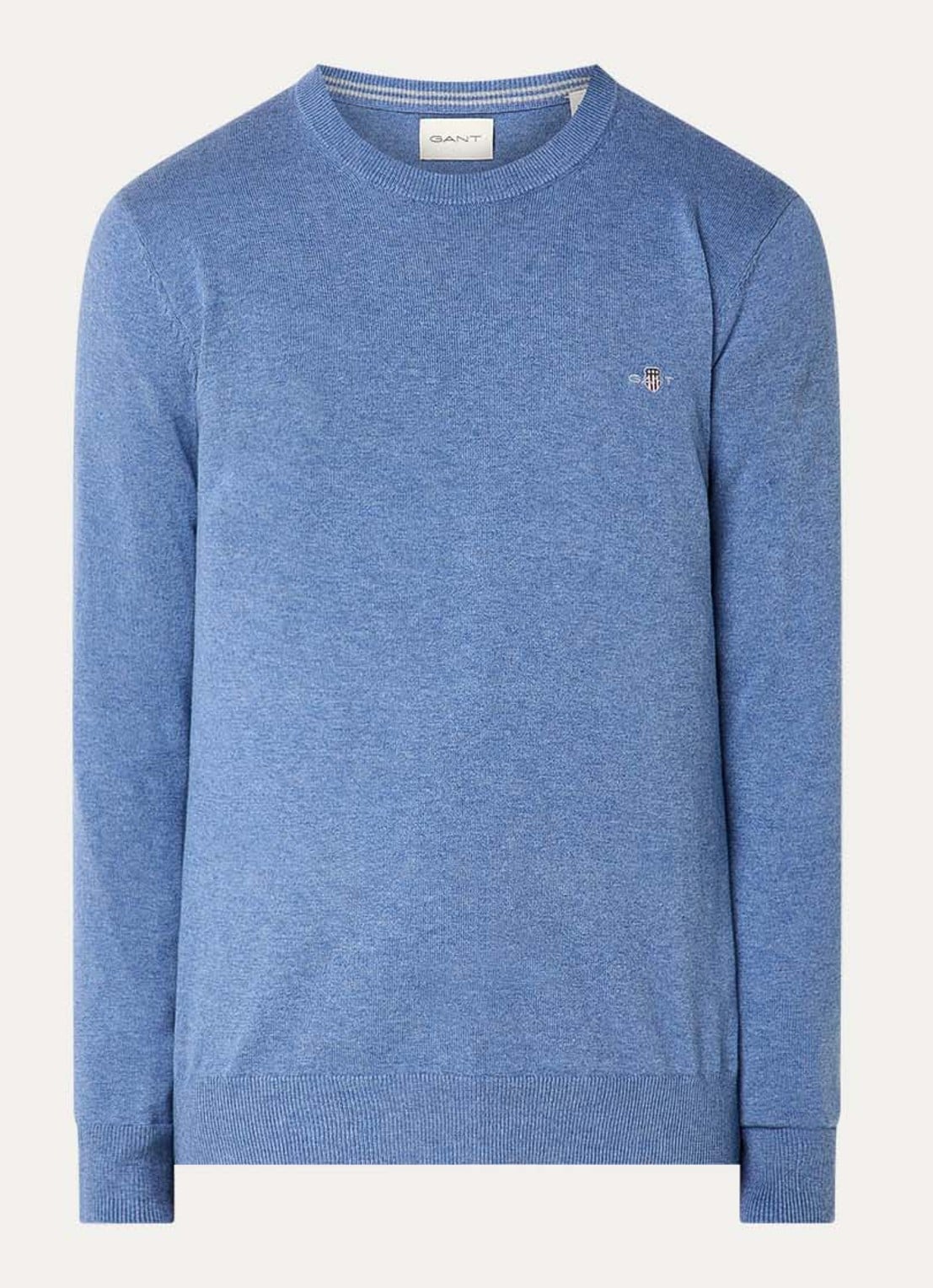 Gant Fijngebreide pullover met logo - voorkant blauw