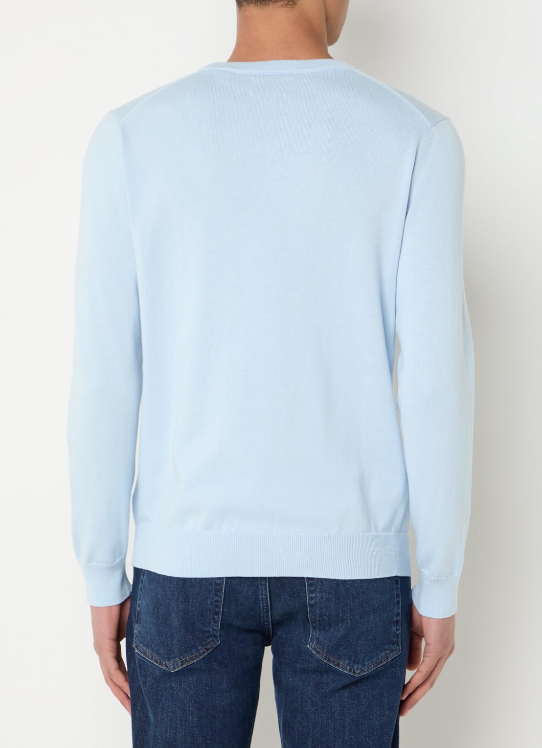 Gant Fijngebreide pullover met logo - achterkant 3 lichtblauw