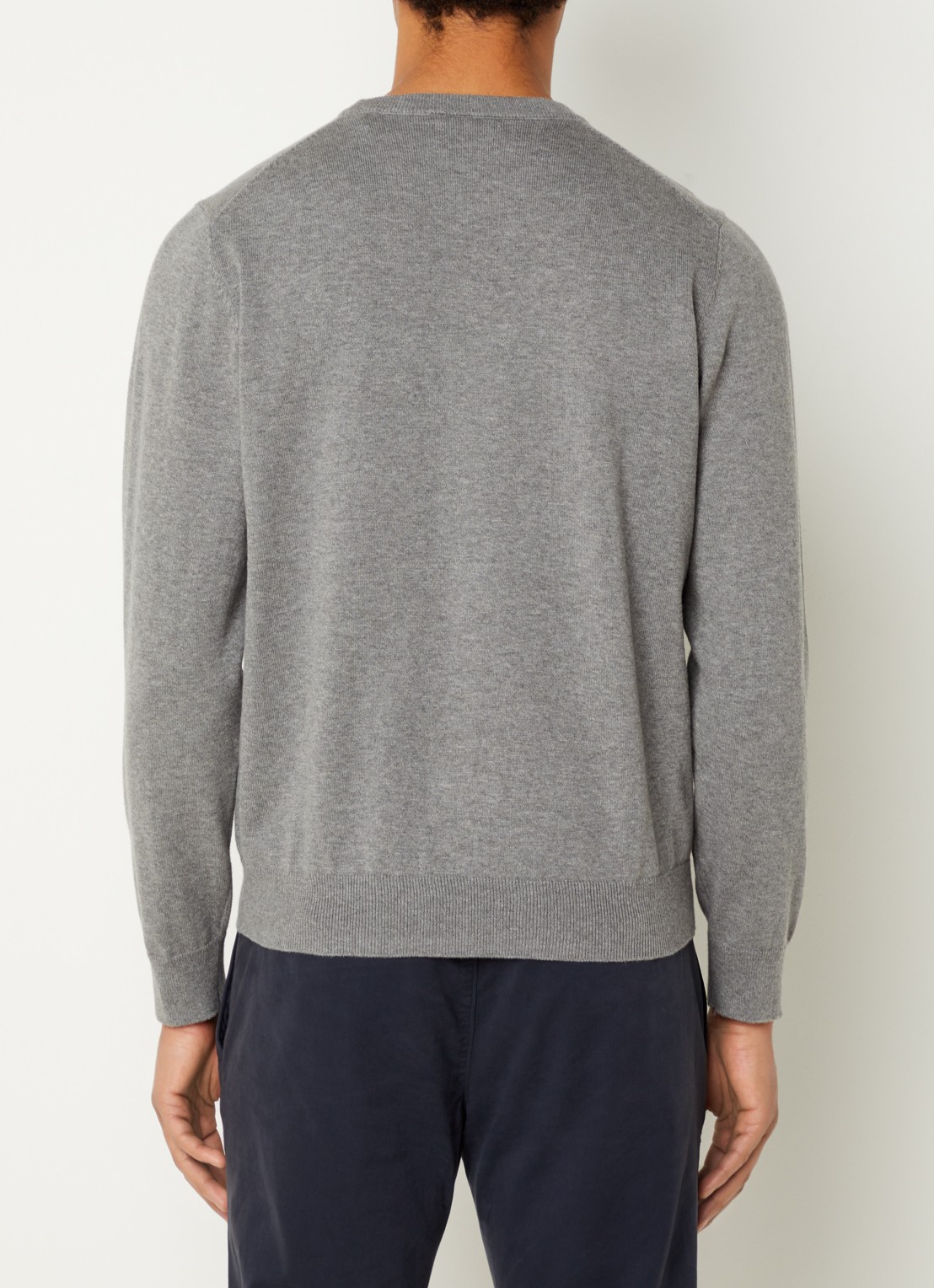Gant Fijngebreide pullover met logoborduring  - achterkant 4 grijs