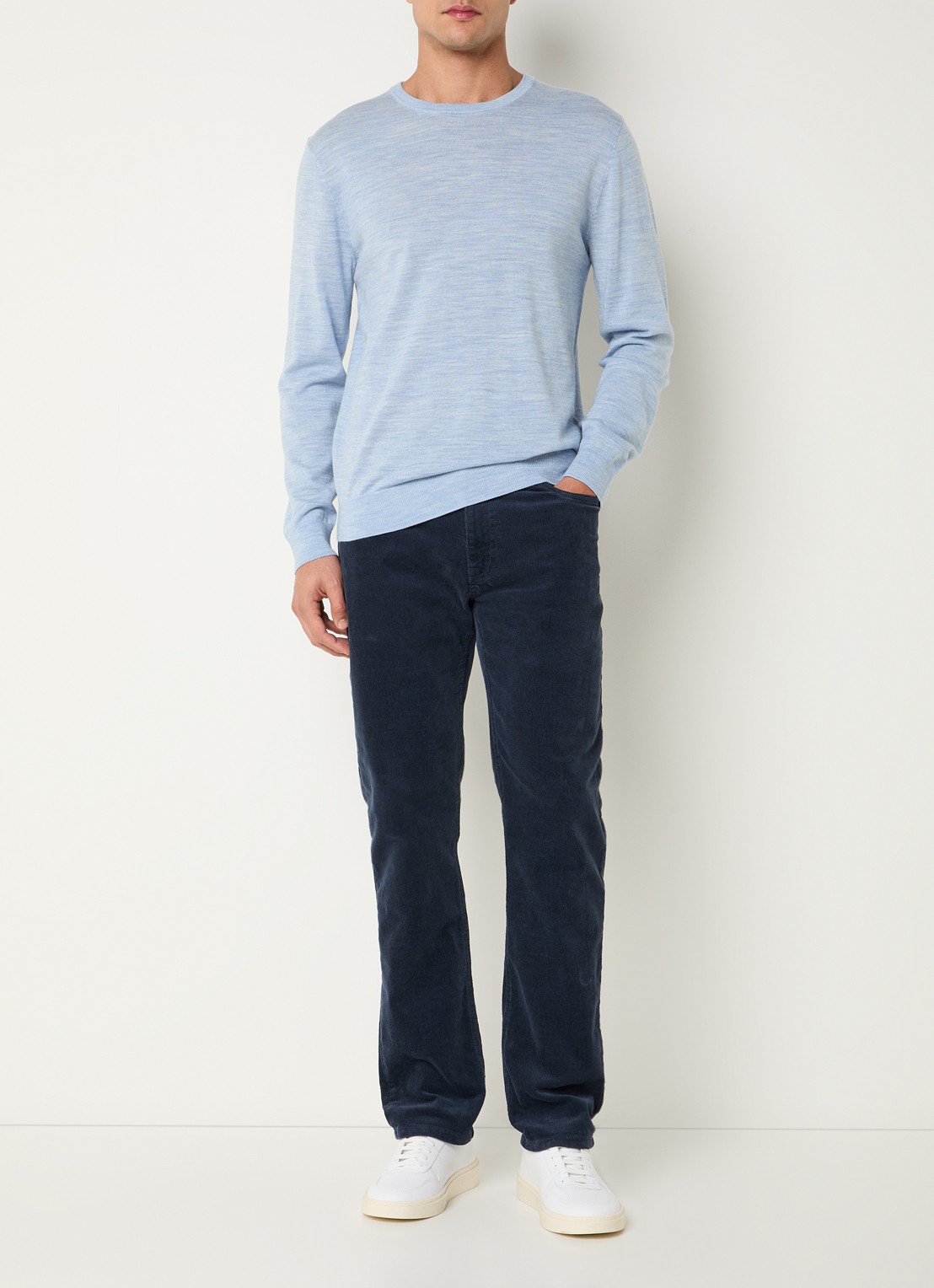 Gant Fijngebreide pullover van merino wol - voorkant 3 lichtblauw