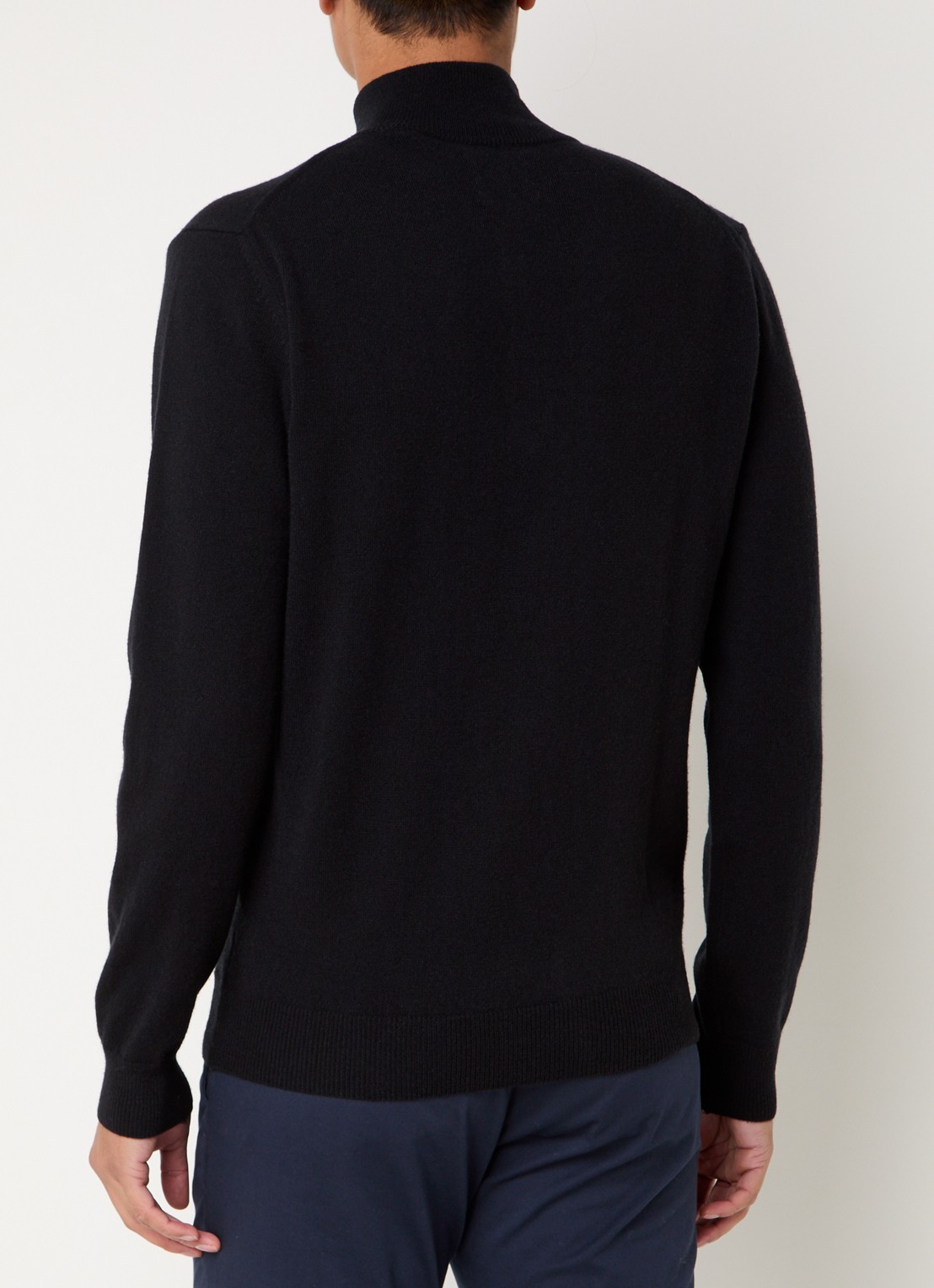 Gant Fijngebreide pullover van wol met halve rits - achterkant 2 zwart