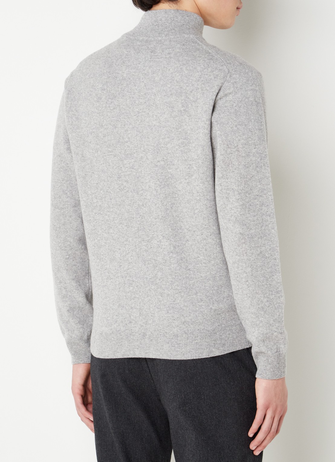 Gant Fijngebreide pullover van wol met halve rits - achterkant 4 grijsmele