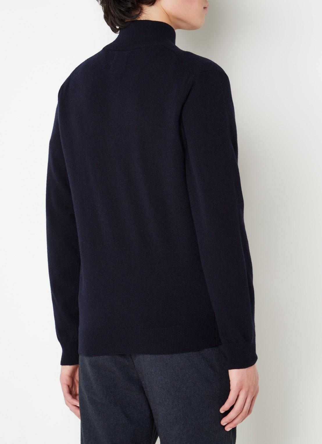 Gant Fijngebreide pullover van wol met halve rits - achterkant 2 blauw
