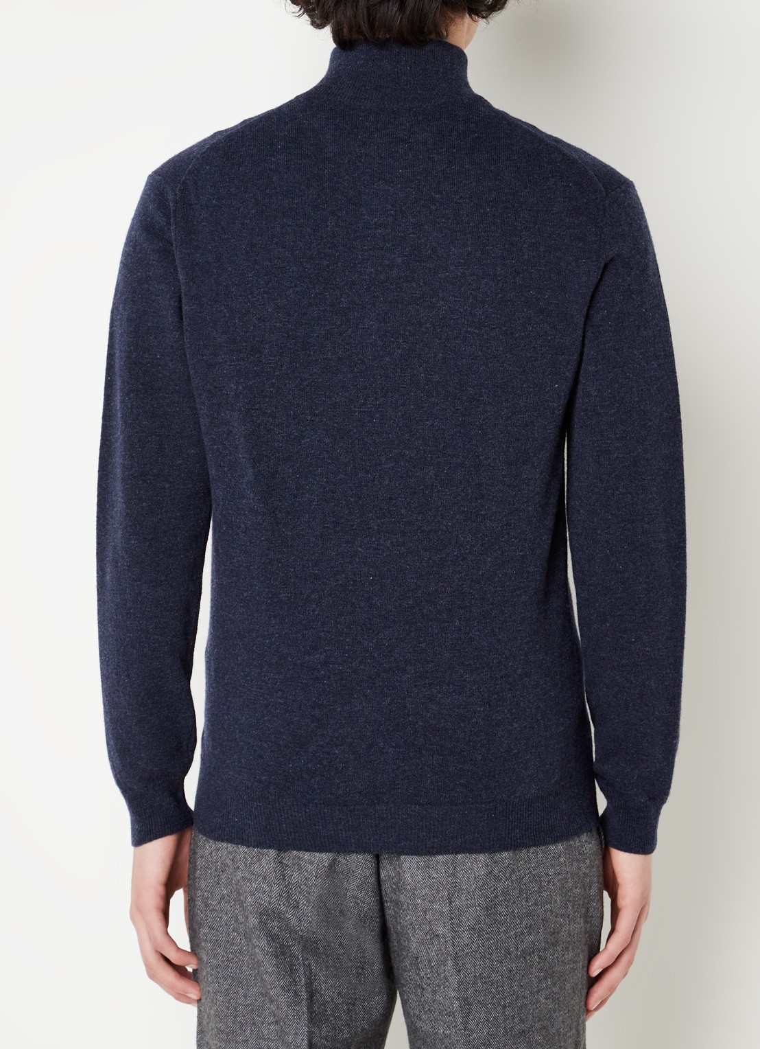 Gant Fijngebreide pullover van wol met halve rits - achterkant 3 indigo
