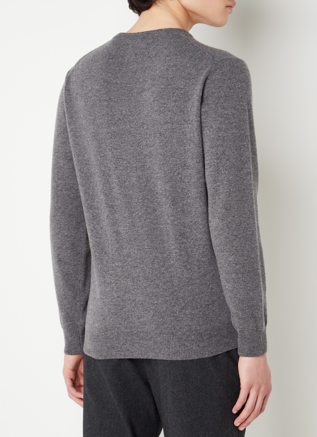 Gant Fijngebreide pullover van wol met logoborduring - achterkant 4 donkergrijs