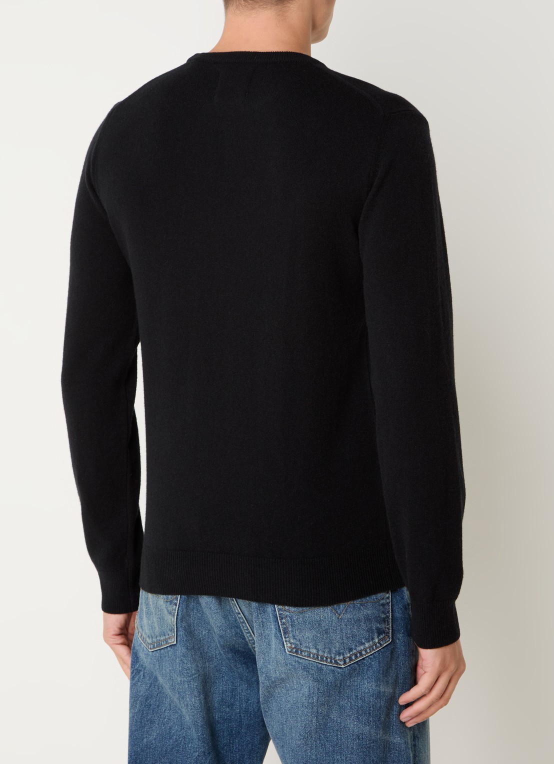 Gant Fijngebreide pullover van wol met logoborduring - achterkant 4 zwart