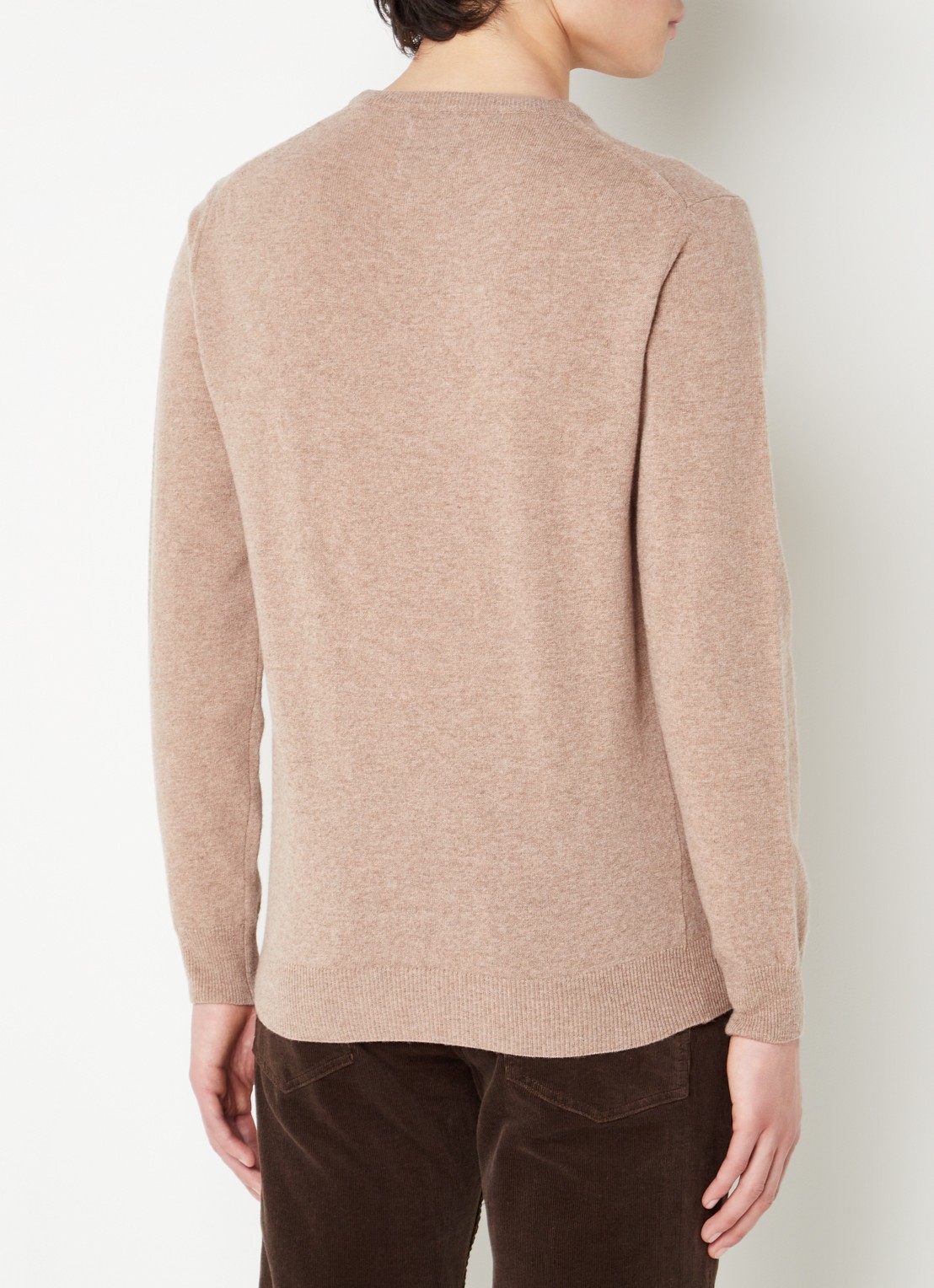 Gant Fijngebreide pullover van wol met logoborduring - achterkant 4 zand