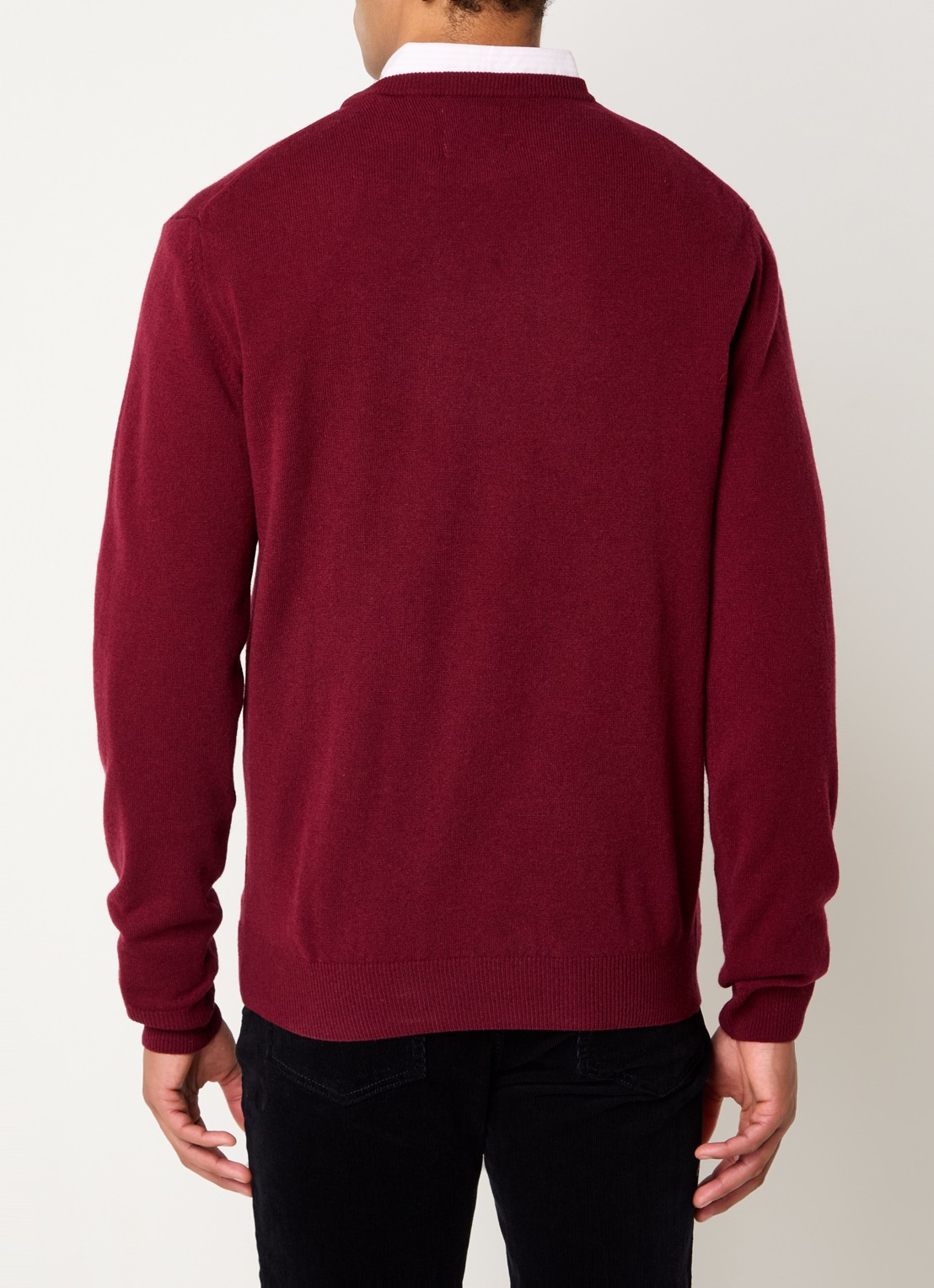 Gant Fijngebreide pullover van wol met logoborduring - achterkant 4 donkerrood