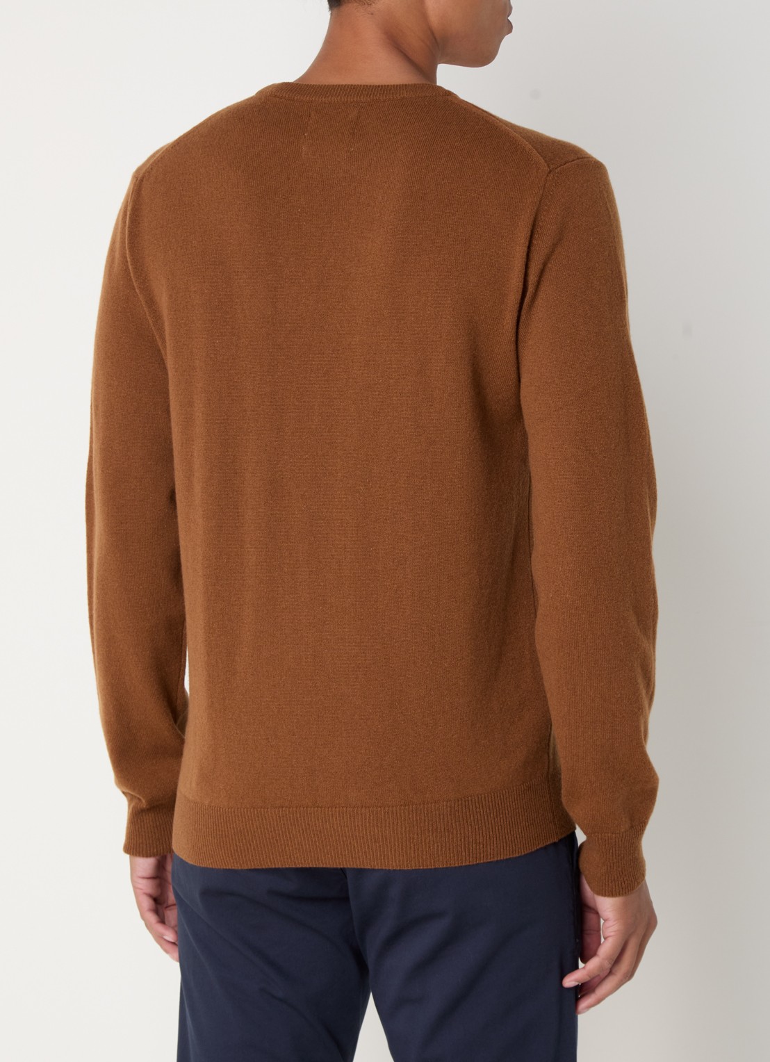 Gant Fijngebreide pullover van wol met logoborduring - achterkant 4 chocoladebruin