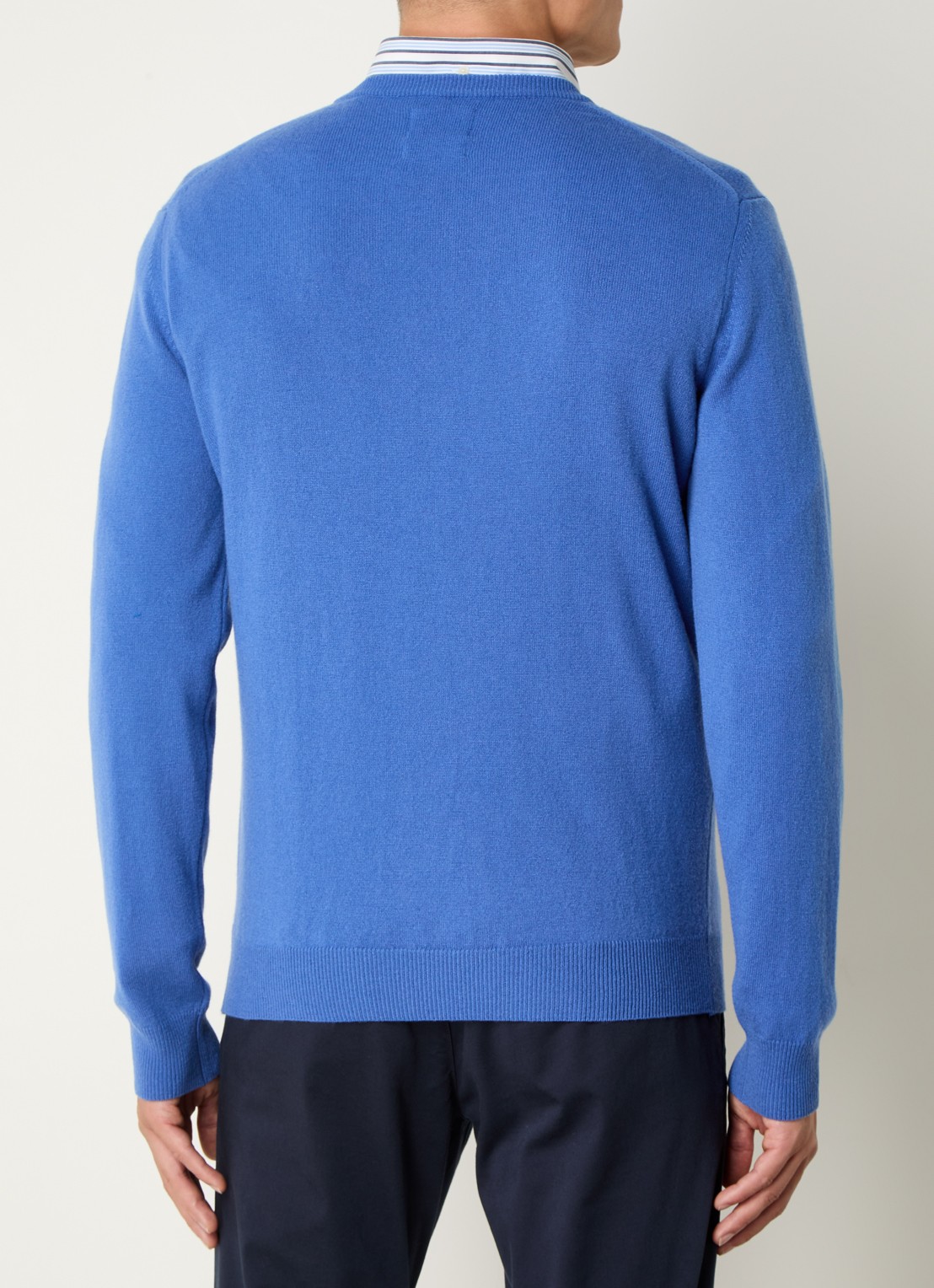 Gant Fijngebreide pullover van wol met logoborduring - achterkant 4 blauw