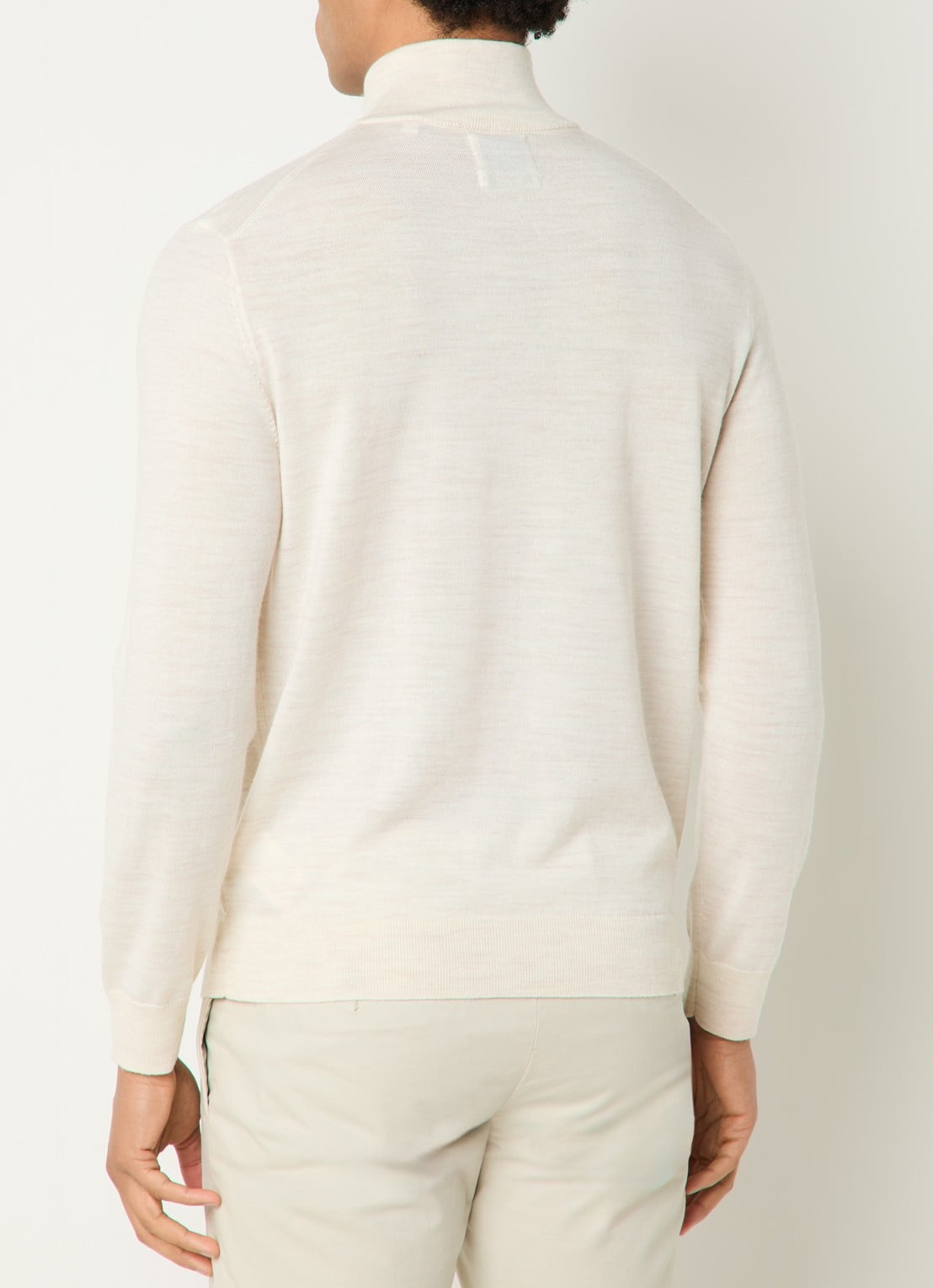 Gant Fijngebreide trui in merino wol met halve rits - achterkant 4 creme