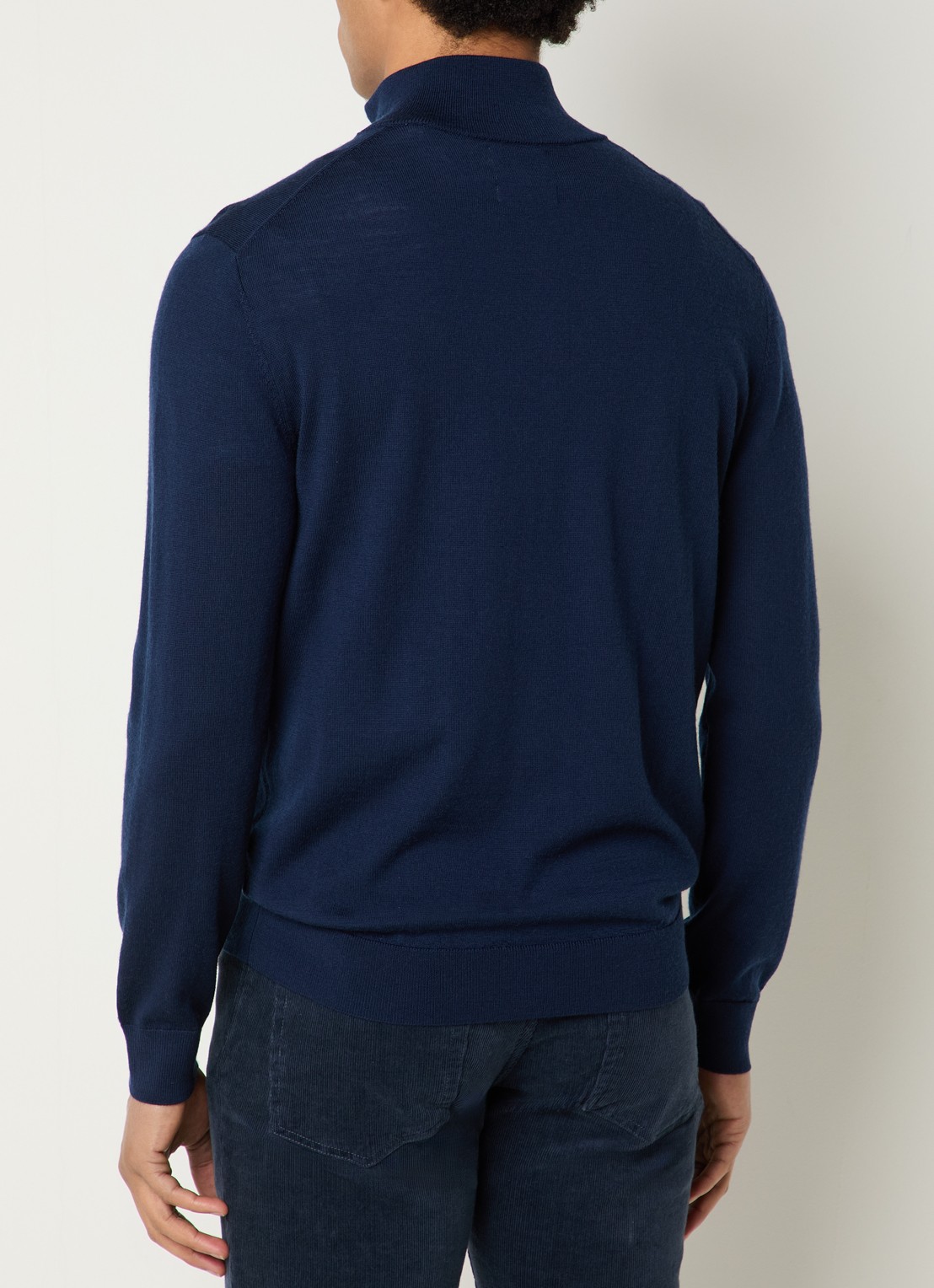 Gant Fijngebreide trui in merino wol met halve rits - achterkant donkerblauw
