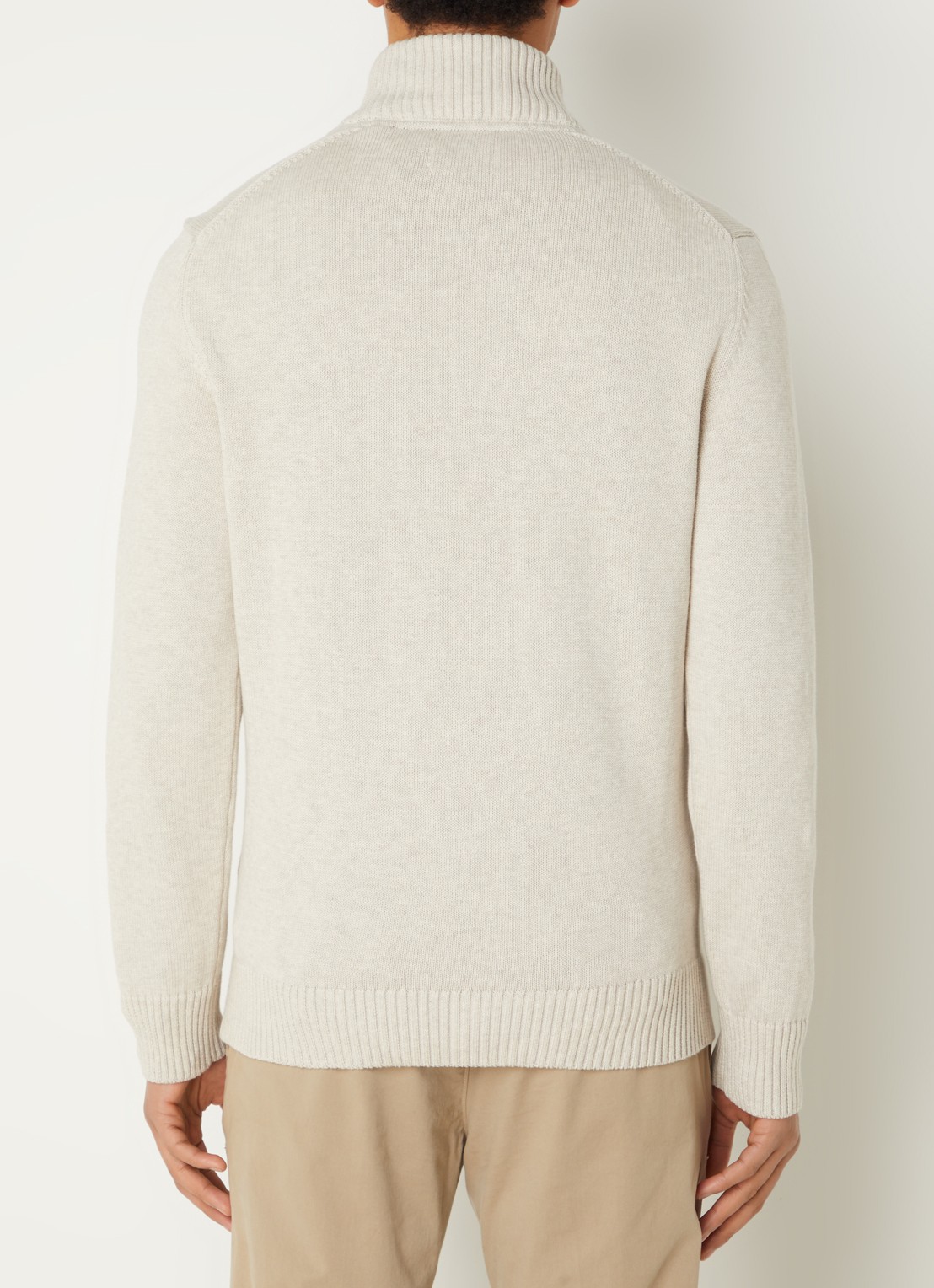 Gant Fijngebreide trui met halve rits en logo - achterkant 4 beige