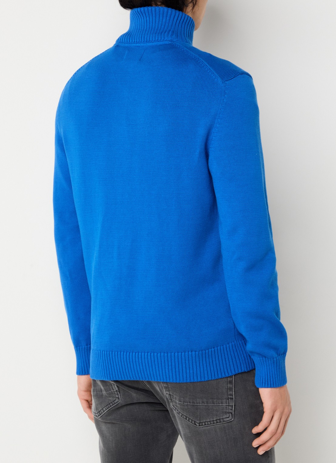 Gant Fijngebreide trui met halve rits en logo - achterkant 2 blauw