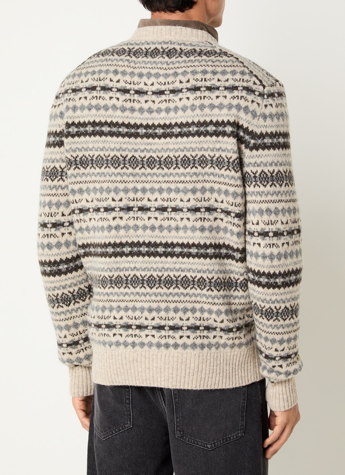 Gant Fijngebreide trui van wol met grafische print - achterkant 2 beige