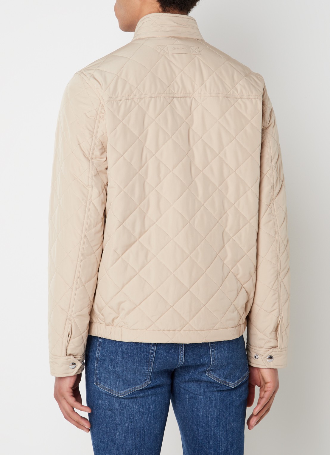 Gant Gewatteerd windjack met quilt patroon - achterkant 2 donkerbeige