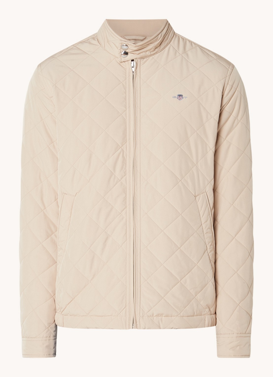 Gant Gewatteerd windjack met quilt patroon - voorkant 3 donkerbeige