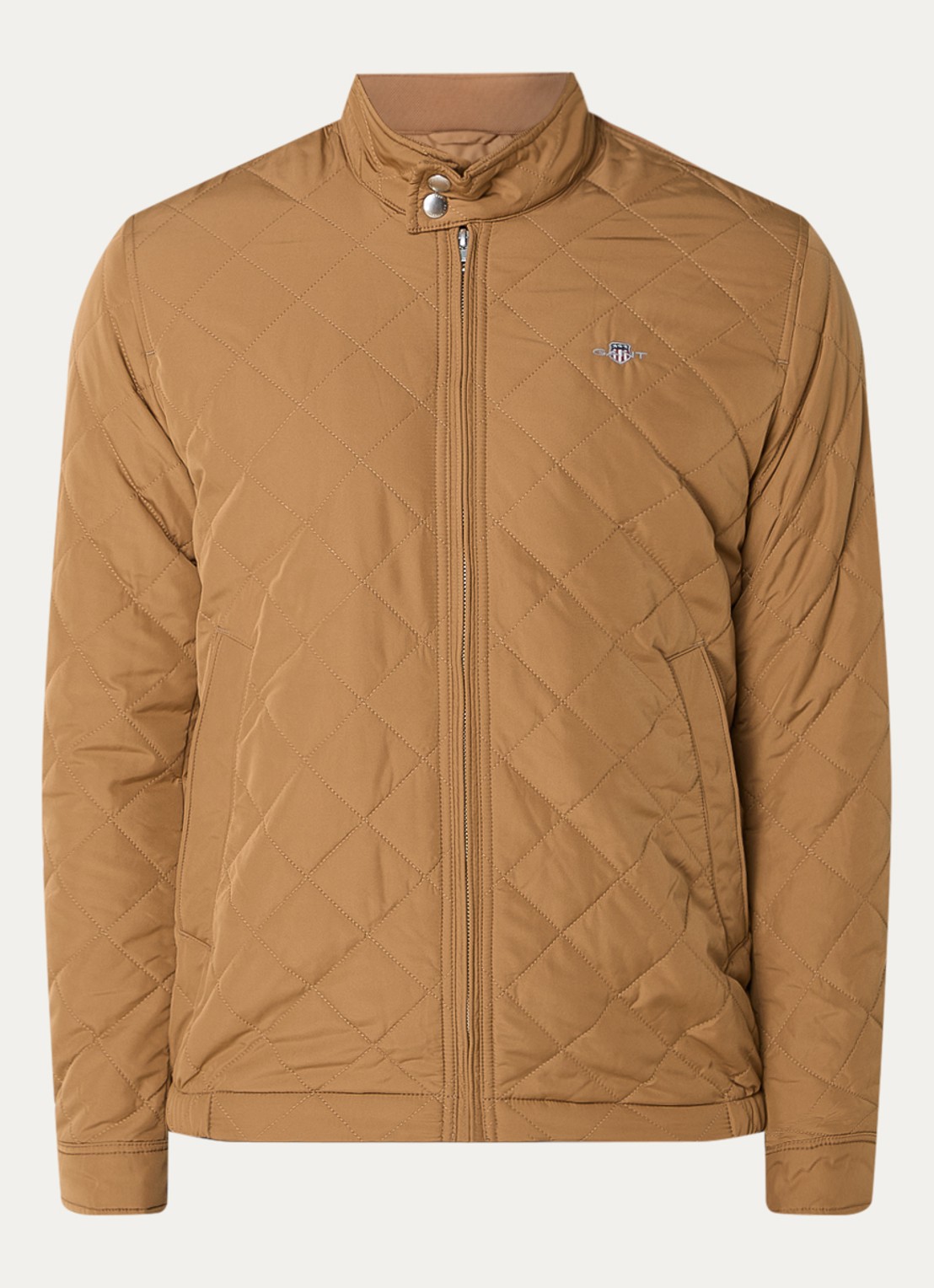 Gant Gewatteerd windjack met quilt patroon - voorkant cognac
