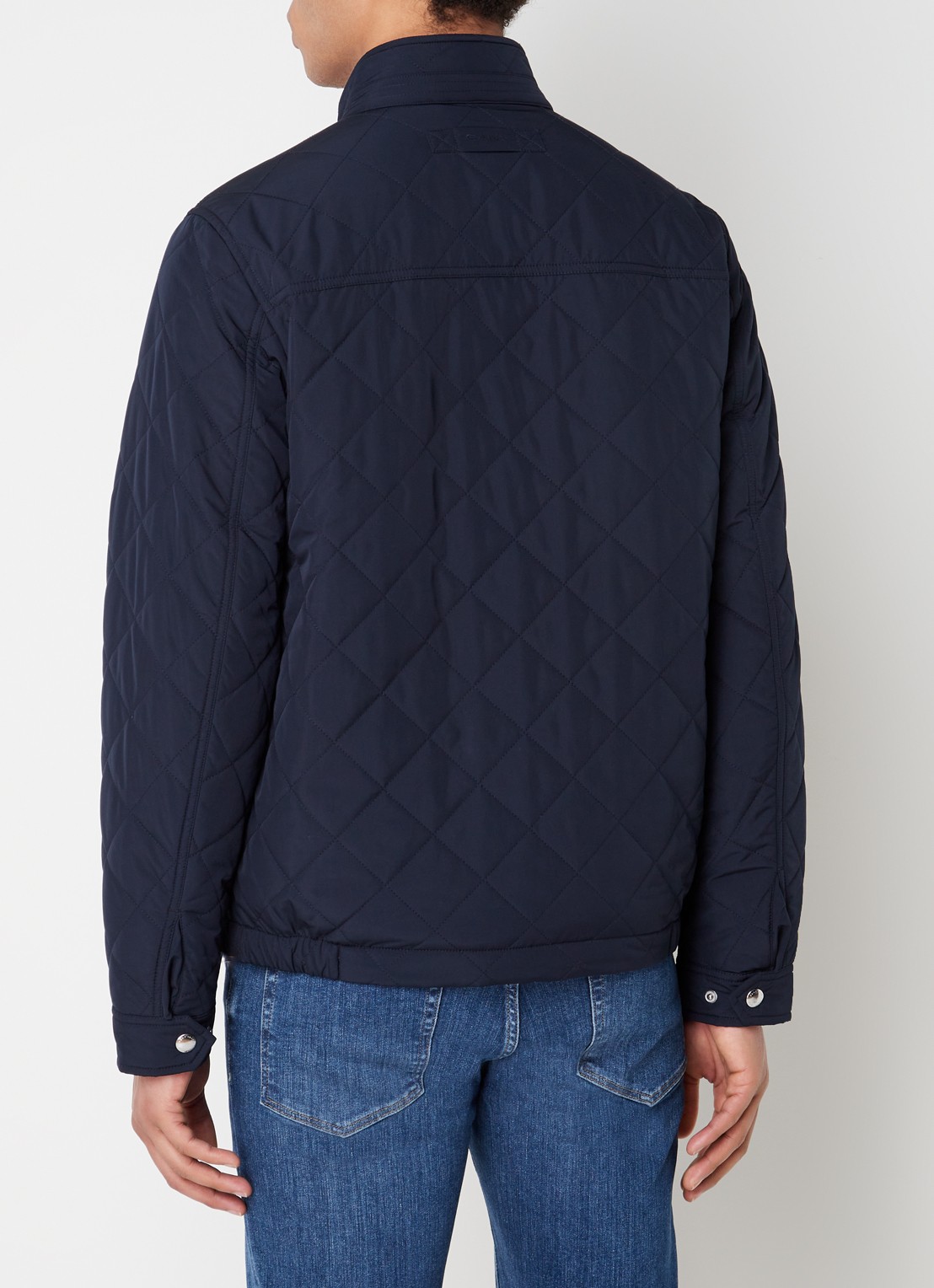 Gant Gewatteerd windjack met quilt patroon - achterkant blauw