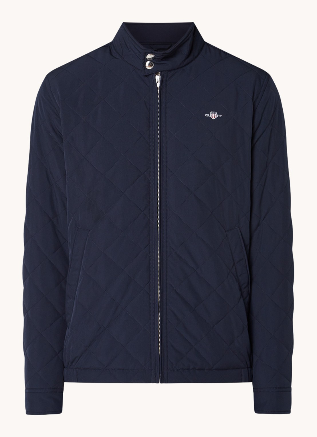 Gant Gewatteerd windjack met quilt patroon - voorkant 2 blauw