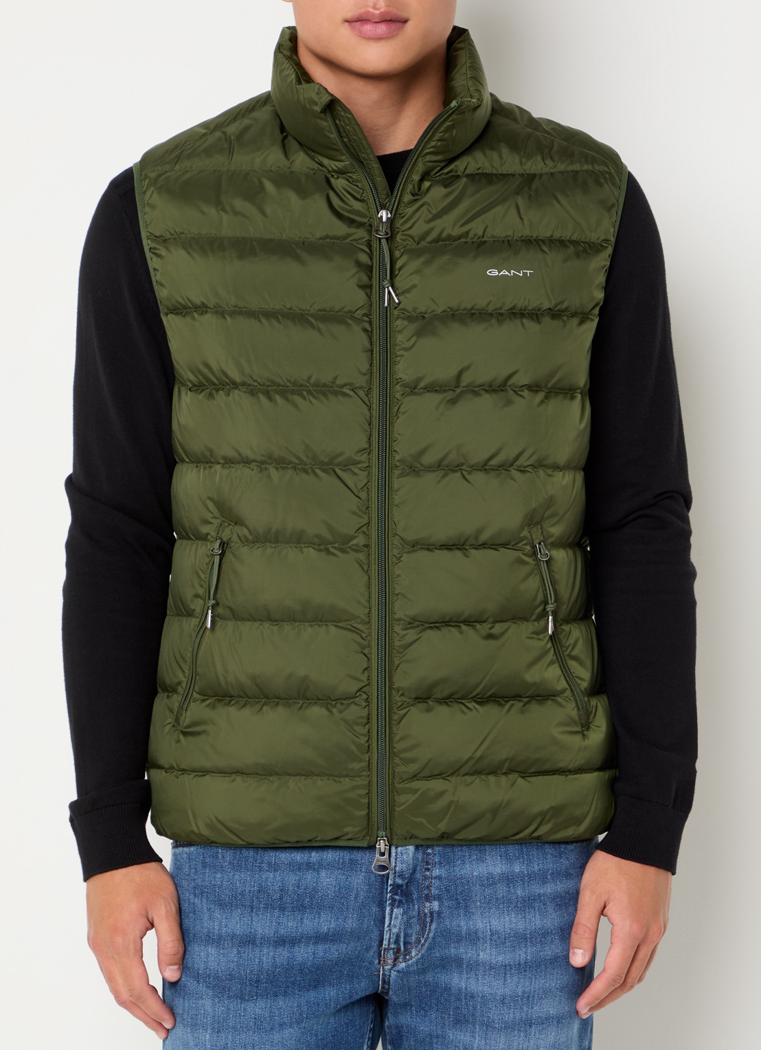 Gant Gewatteerde bodywarmer met ritszakken - detail 4 donkergroen