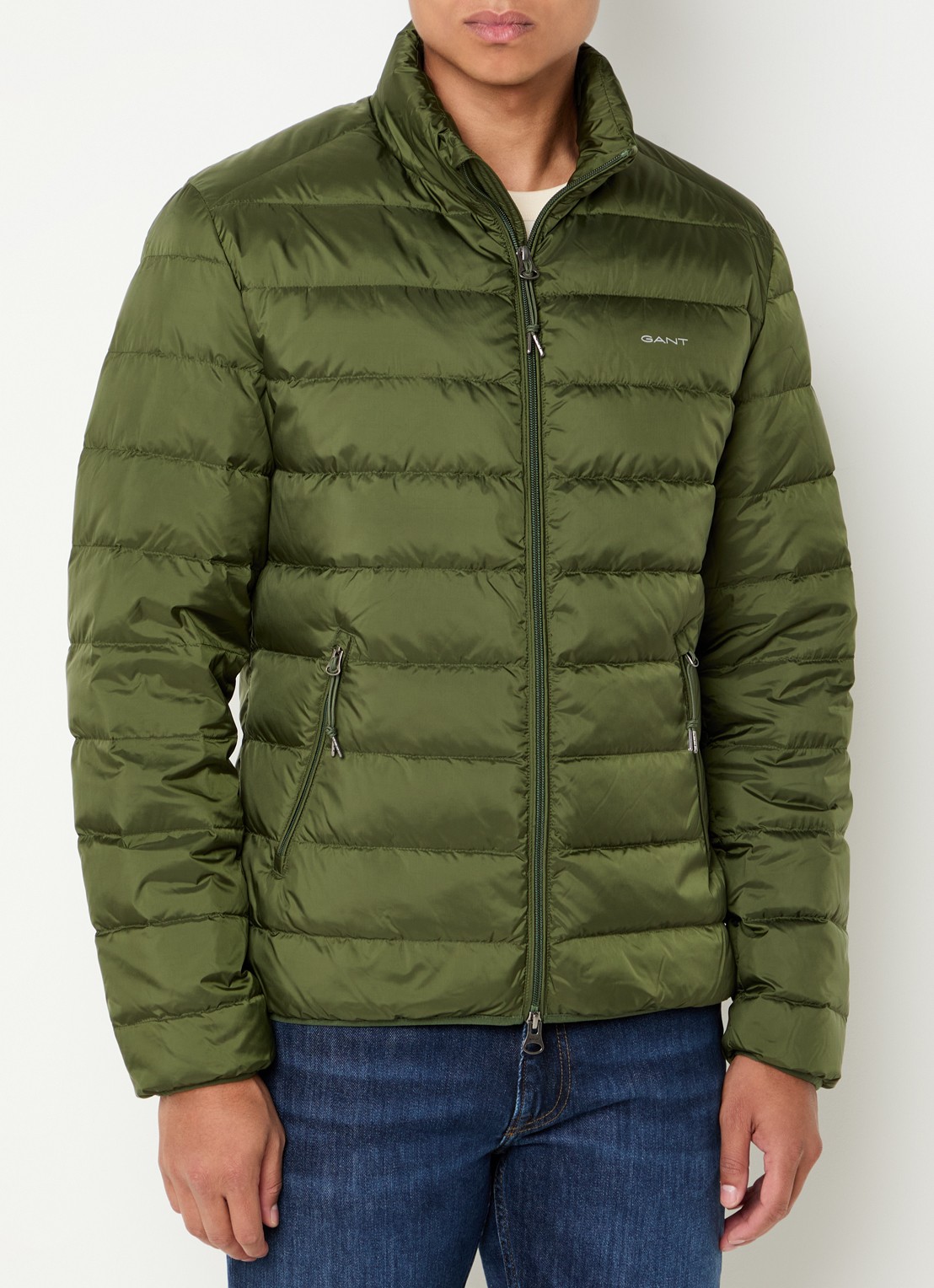 Gant Gewatteerde jas met donsvulling en logo - detail 2 legergroen
