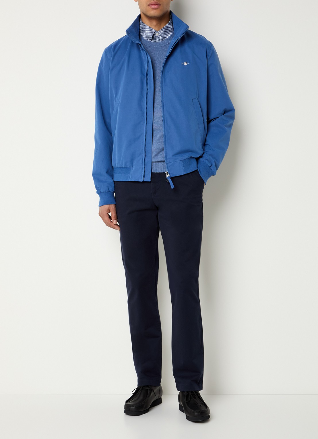 Gant Hampshire jack met logo en ritszakken - voorkant 3 blauw