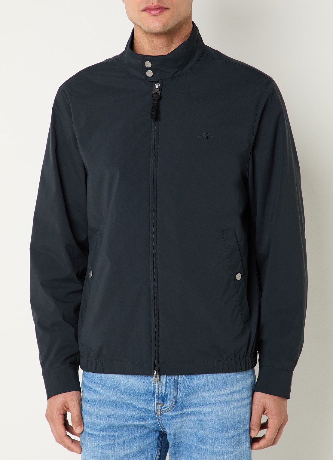 Gant Harrington jack met logo en steekzakken - detail zwart