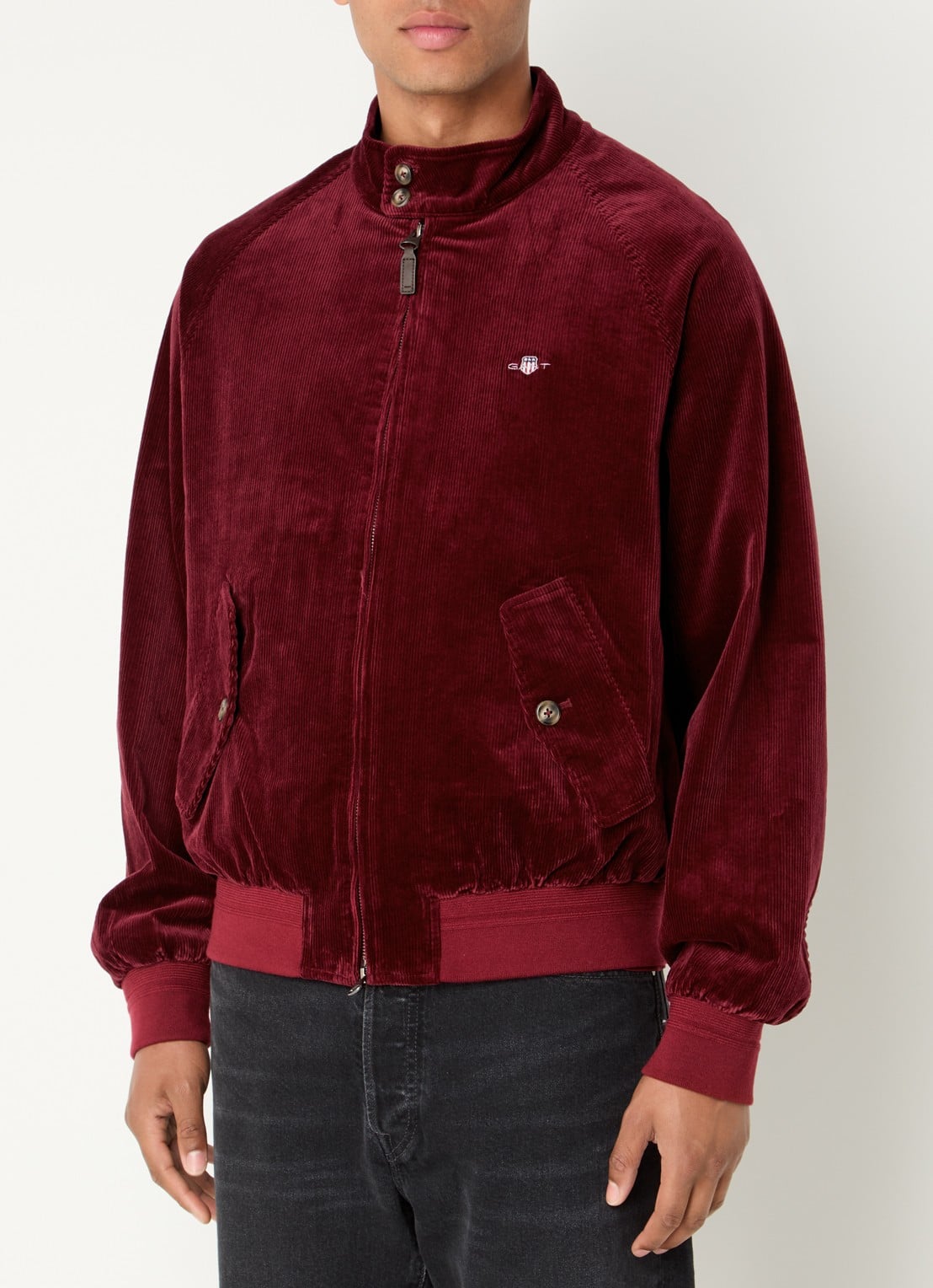 Gant Harrington jack van corduroy met steekzakken  - detail 4 bordeauxrood