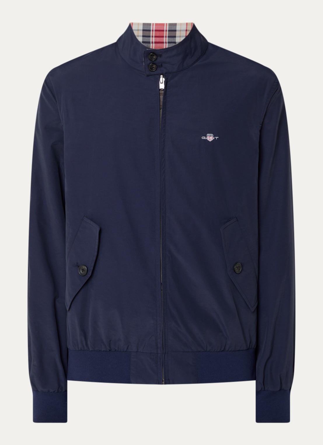 Gant Harrington reversible jack met logoborduring - voorkant donkerblauw