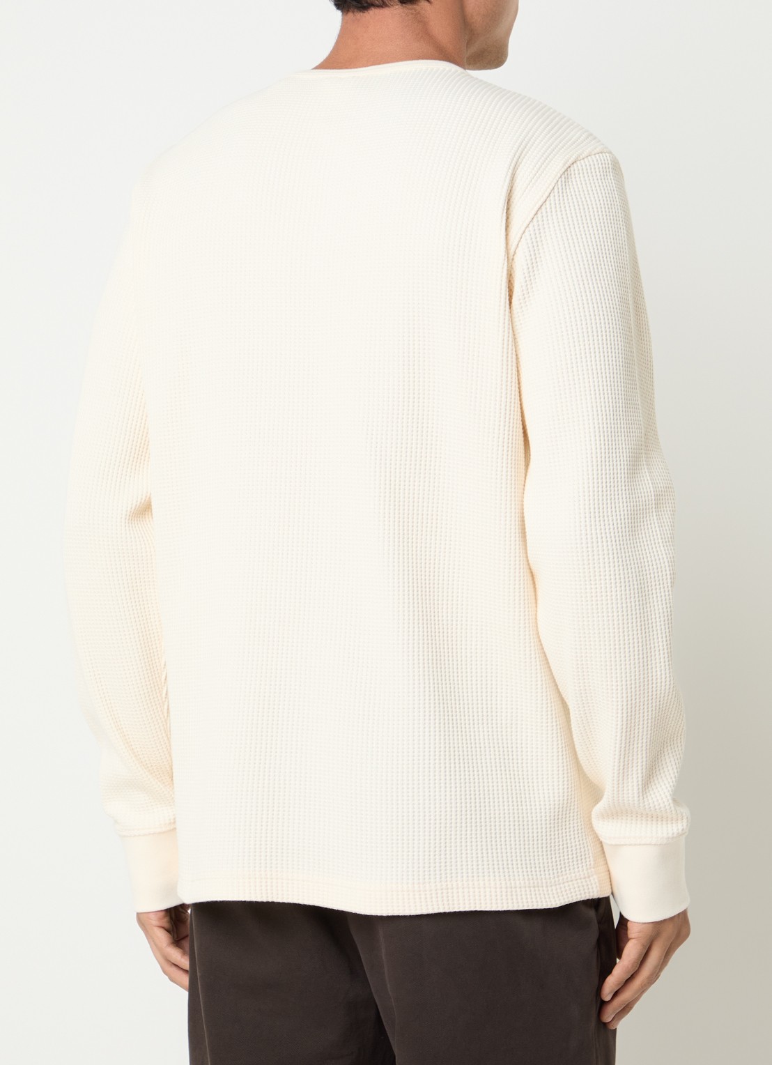 Gant Henley fijngebreide pullover met structuur - achterkant 2 naturel