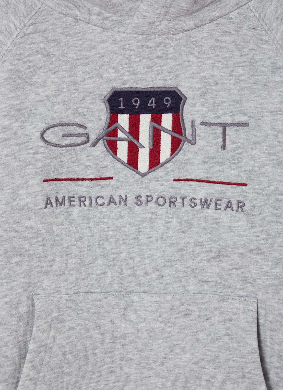 Gant Hoodie met logoborduring  - detail grijsmele