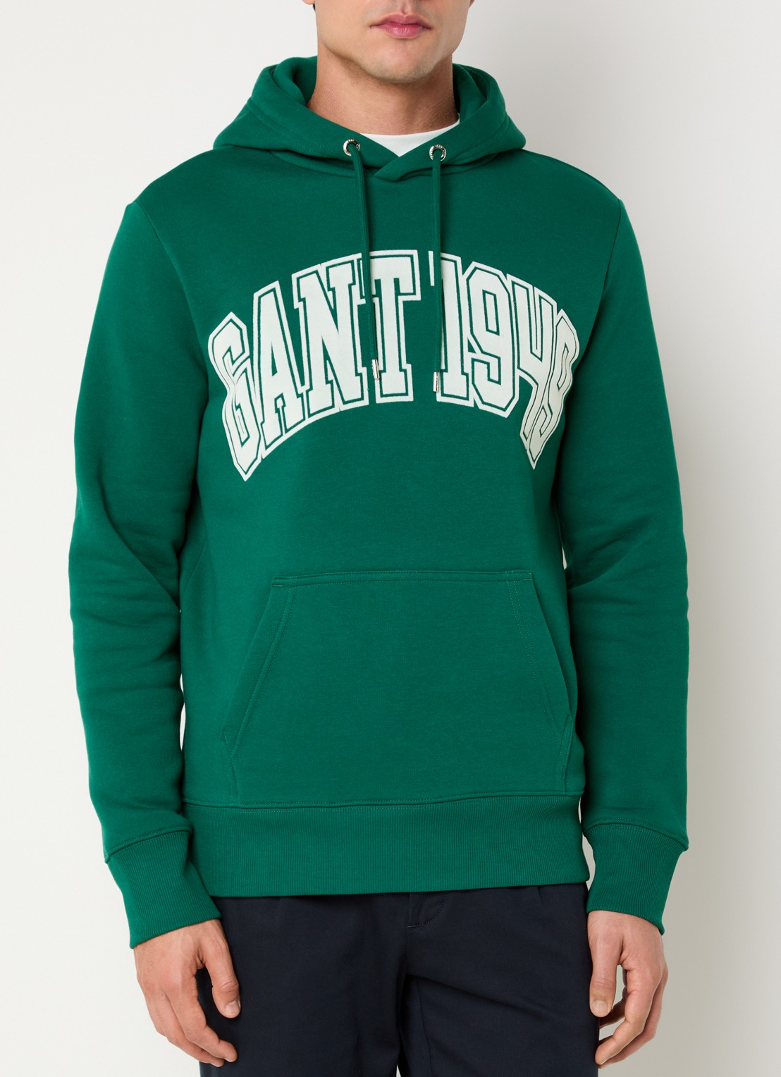 Gant Hoodie met logoprint - detail 4 donkergroen