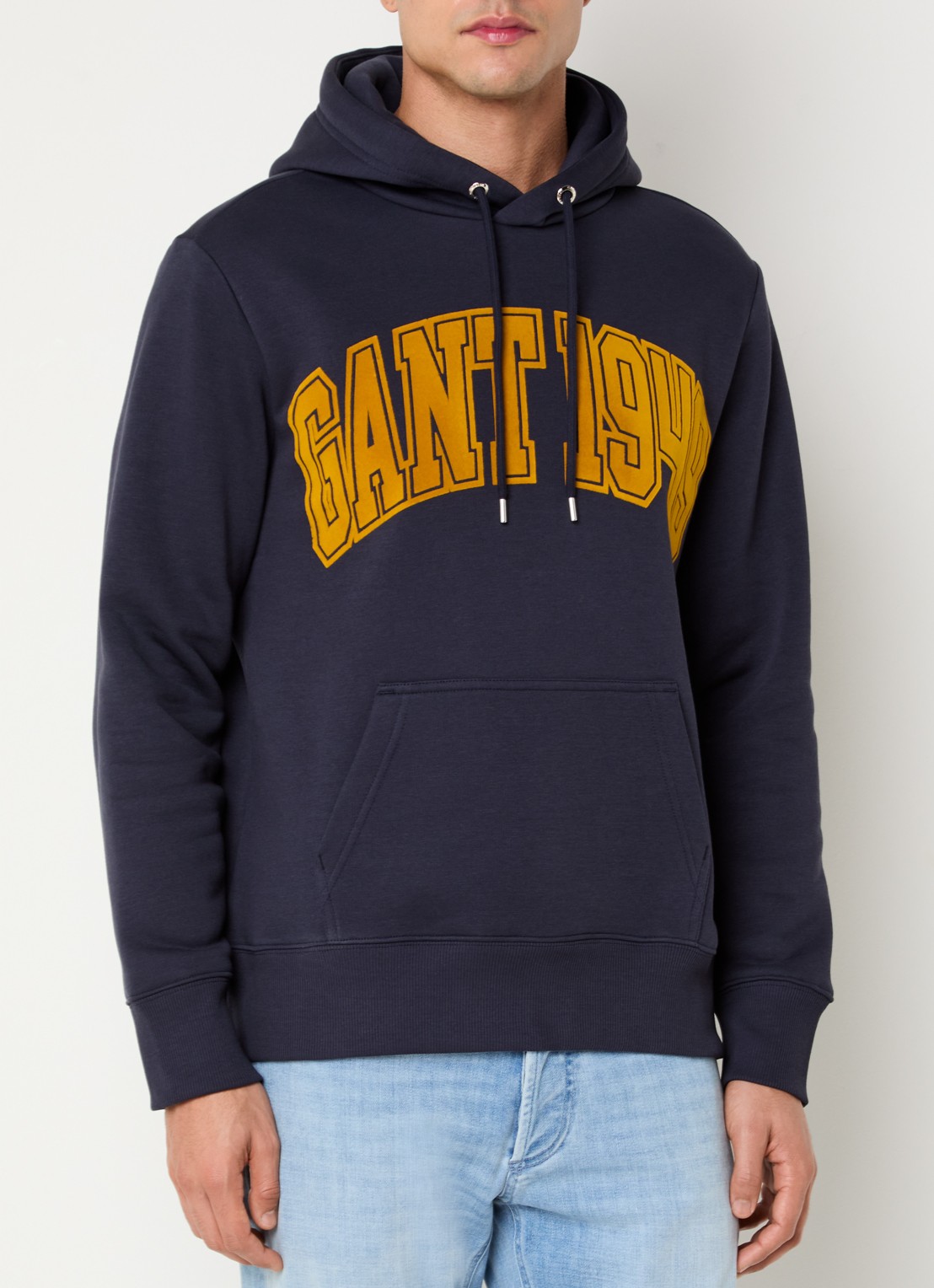 Gant Hoodie met logoprint - detail royalblauw