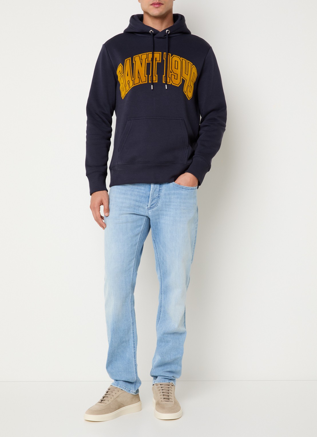 Gant Hoodie met logoprint - voorkant 5 royalblauw