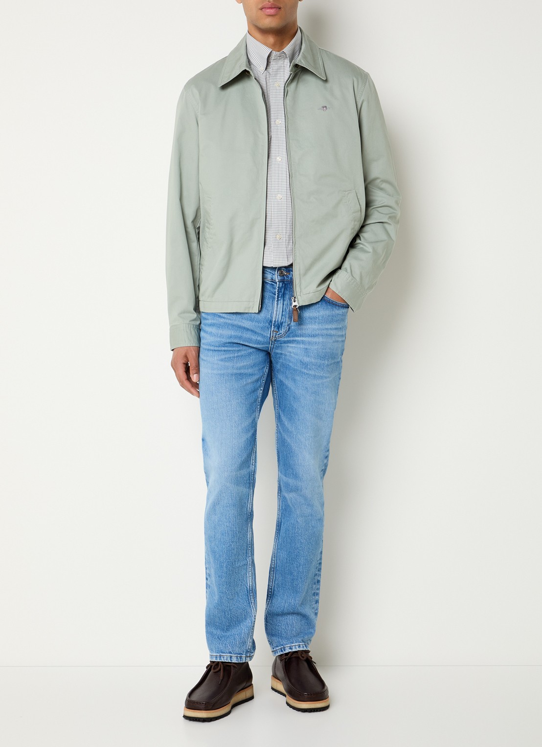 Gant Jack met logo en steekzakken - voorkant 4 lindegroen