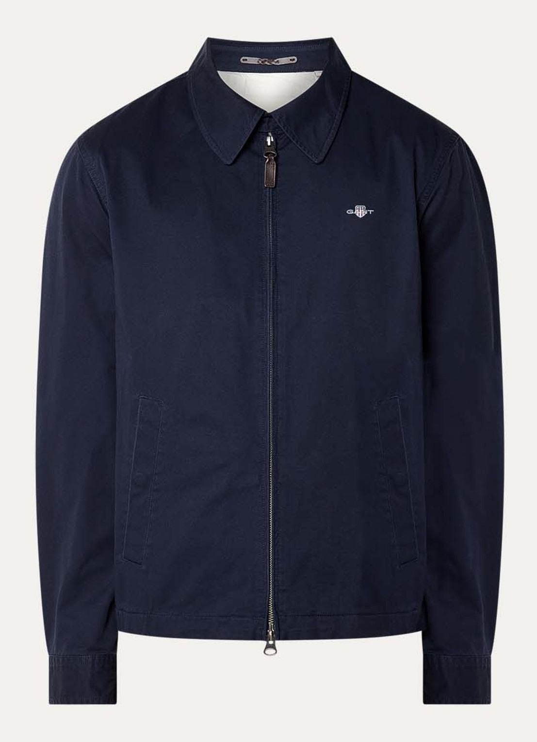 Gant Jack met logo en steekzakken - voorkant donkerblauw