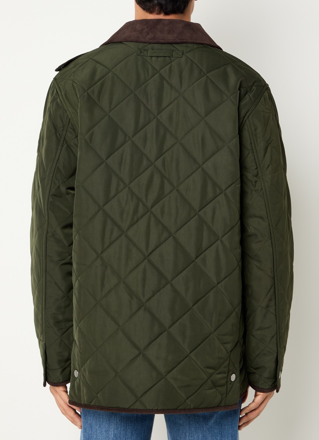 Gant Jack met quilt patroon en klepzakken - achterkant 4 legergroen
