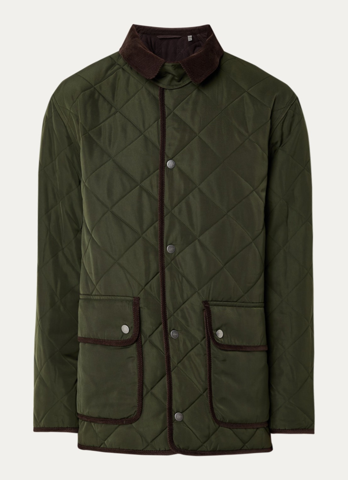 Gant Jack met quilt patroon en klepzakken - voorkant legergroen