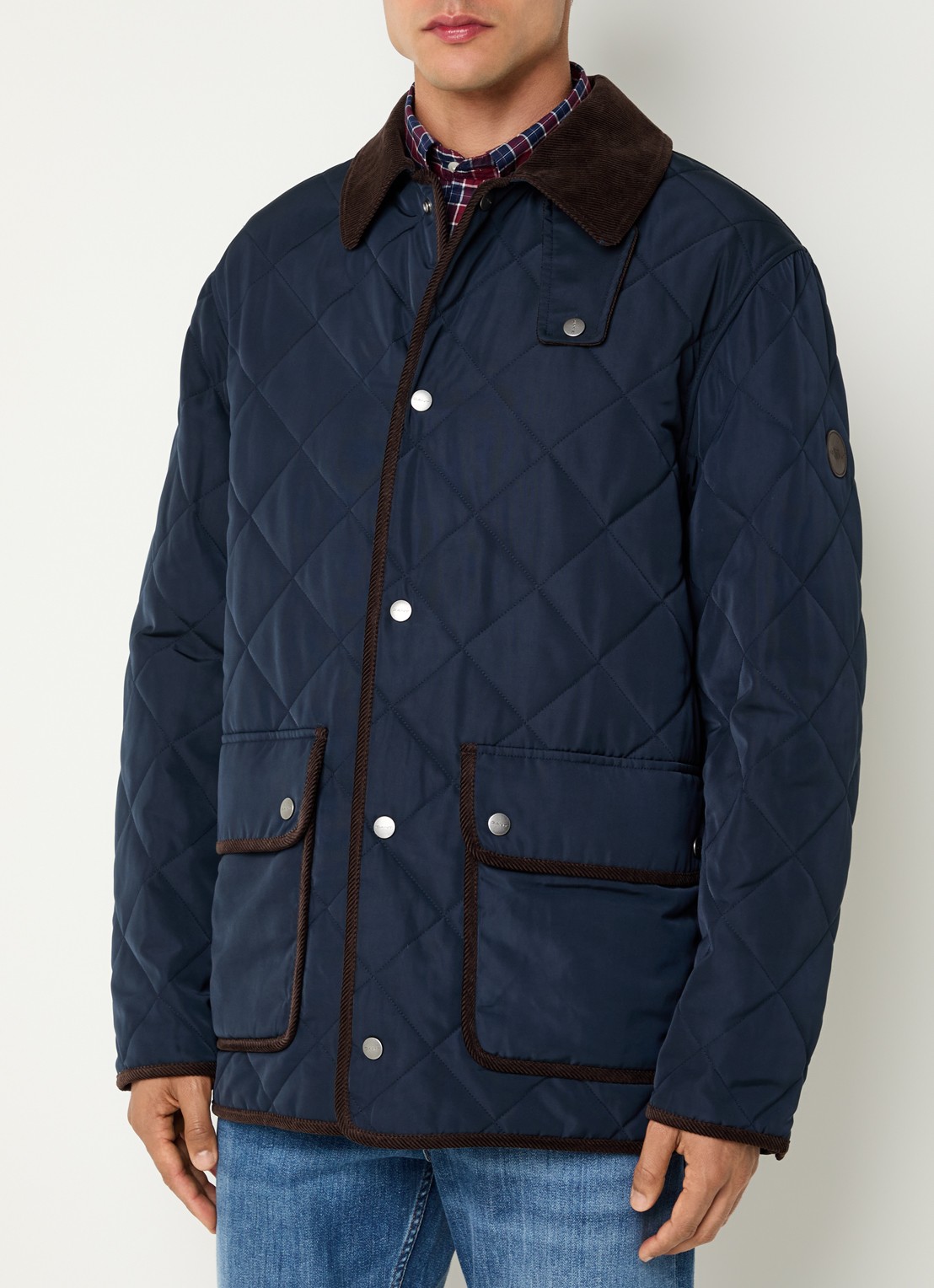 Gant Jack met quilt patroon en klepzakken - detail donkerblauw