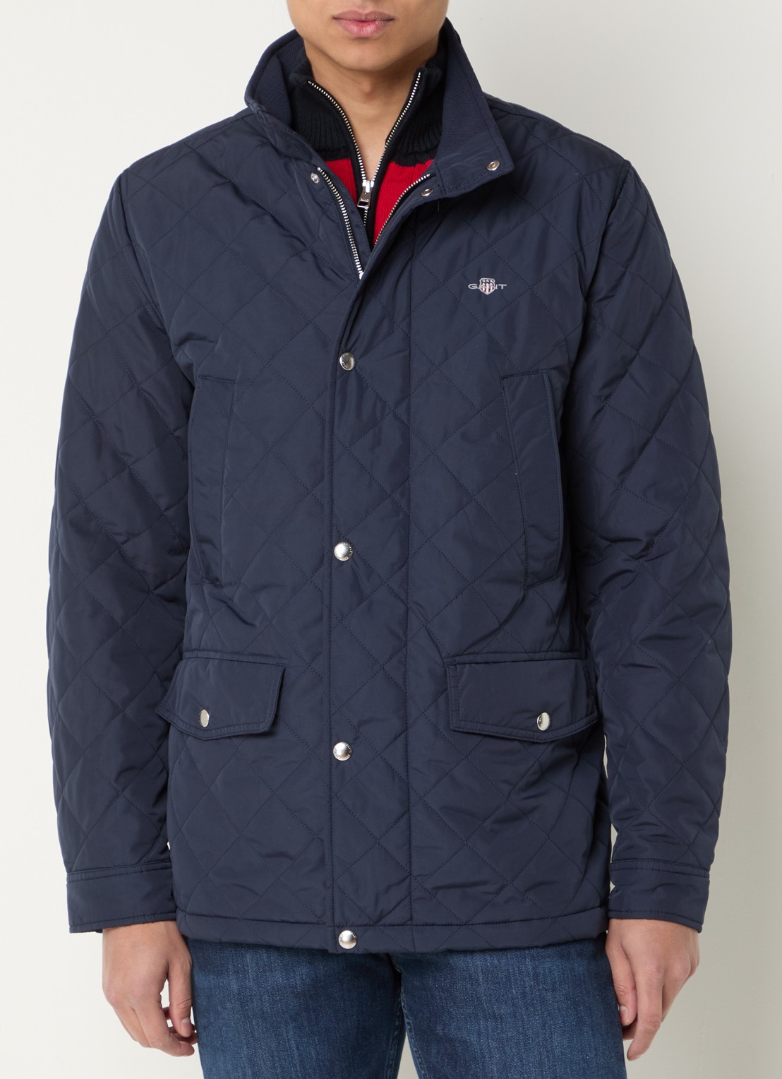 Gant Jack met quilt patroon met klepzakken - detail donkerblauw
