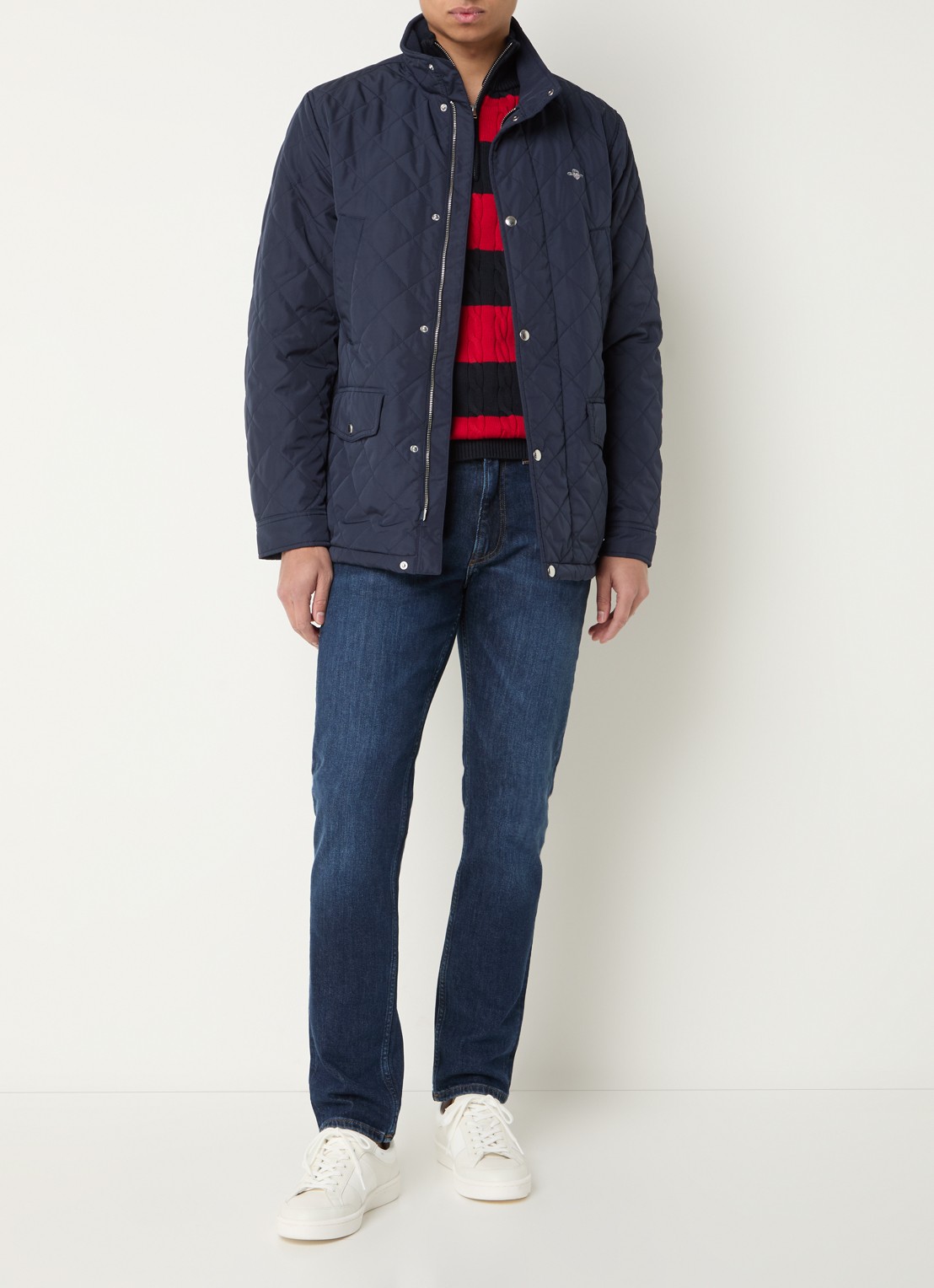 Gant Jack met quilt patroon met klepzakken - voorkant 3 donkerblauw