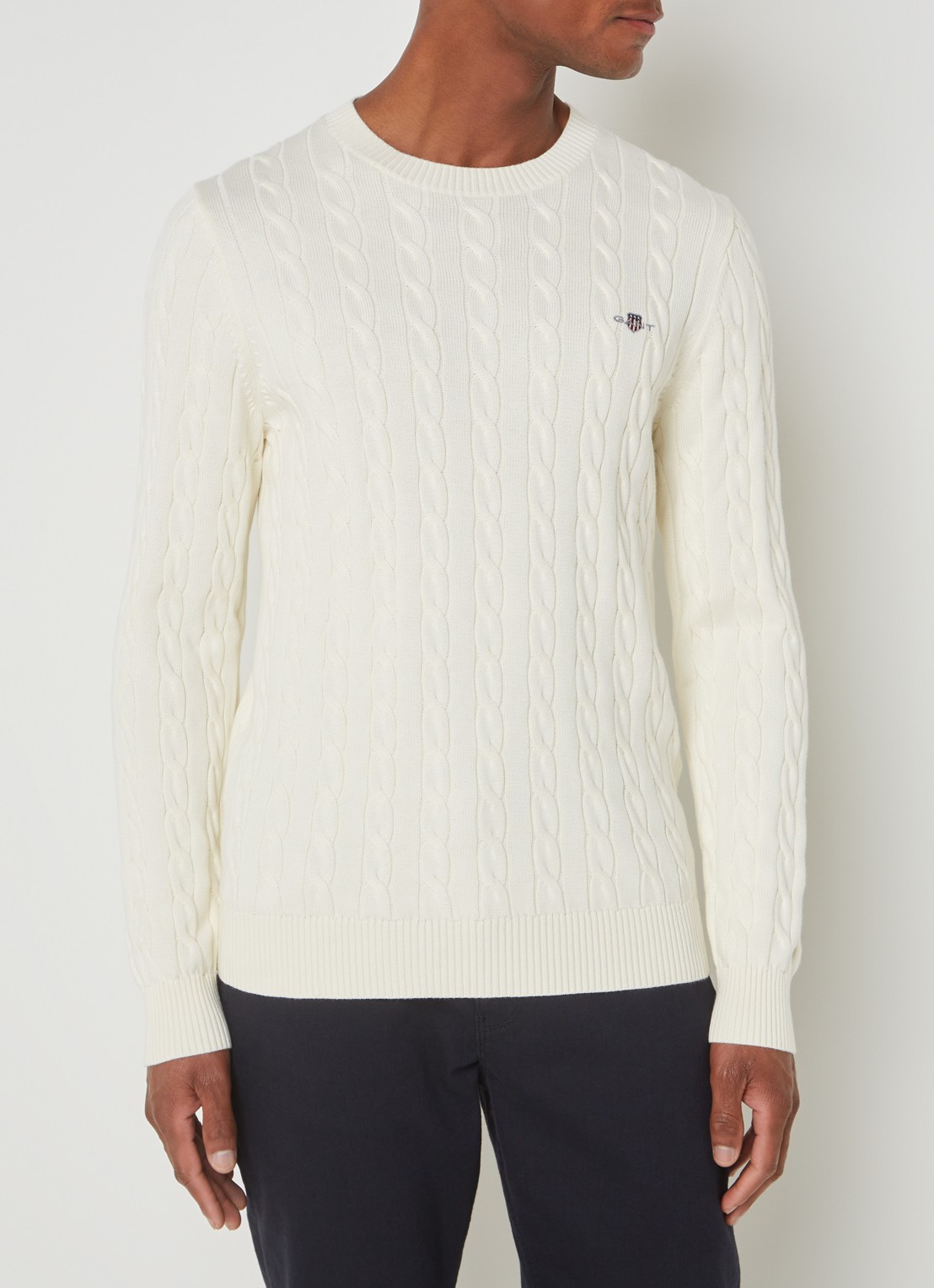 Gant Kabelgebreide trui met logoborduring - detail 4 creme
