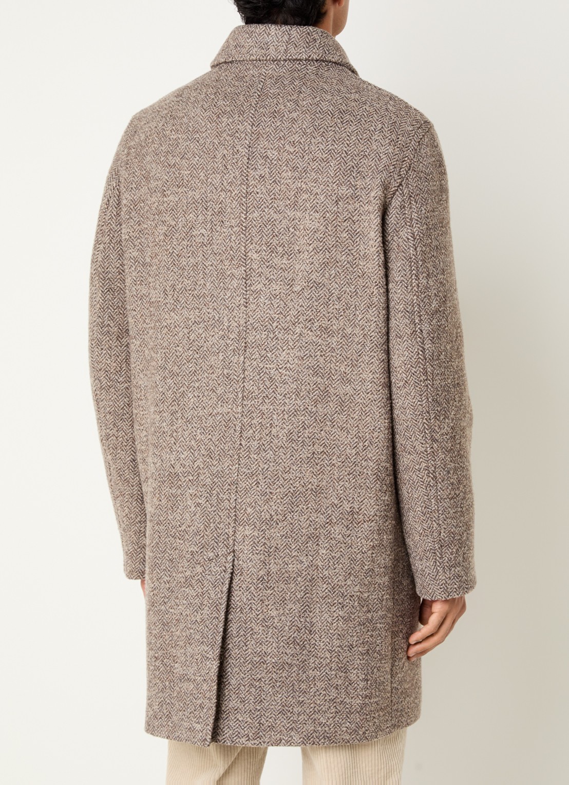 Gant Mantel in wolblend met visgraatdessin - achterkant taupe